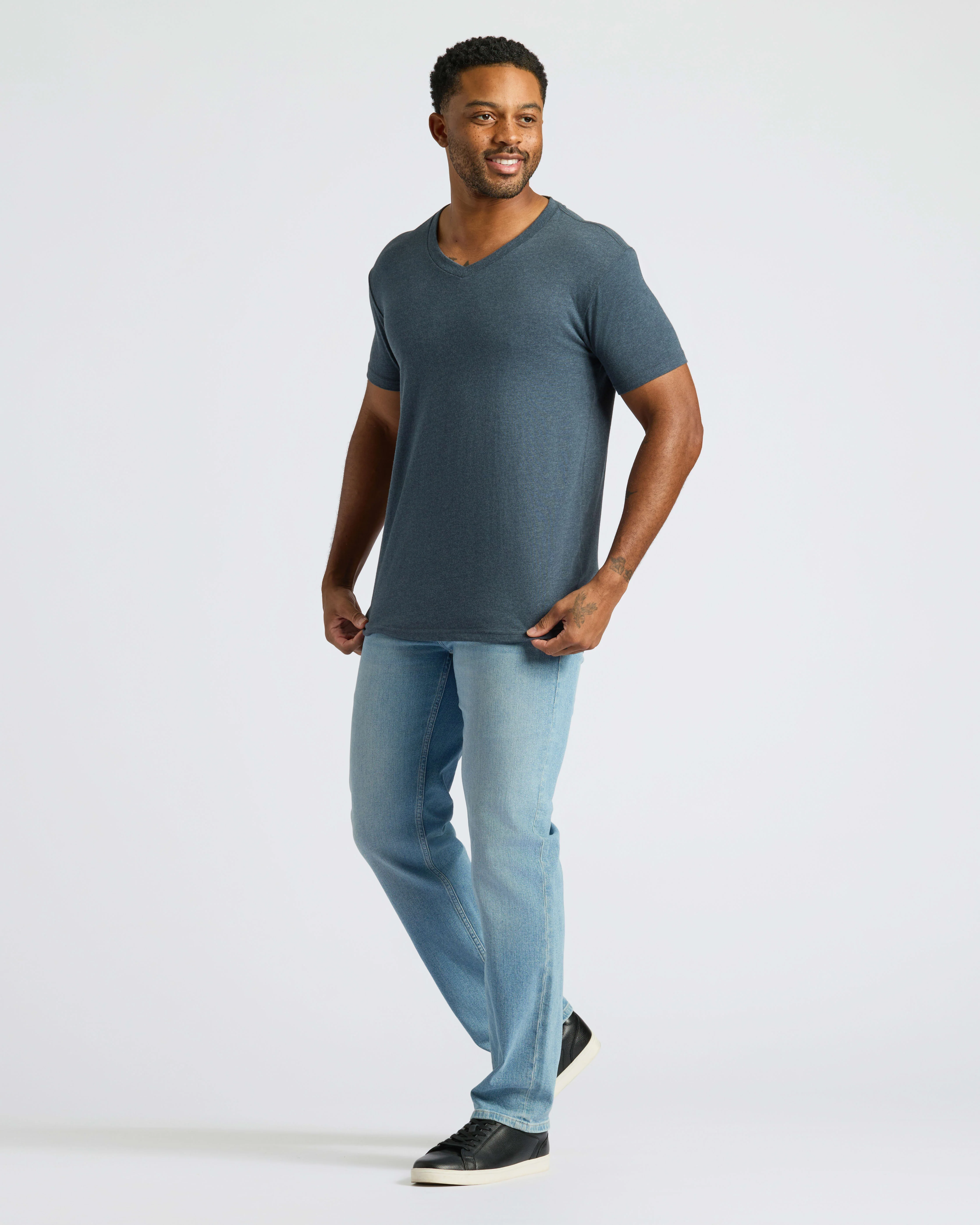 Heather Navy Classic V-Neck - Image 3