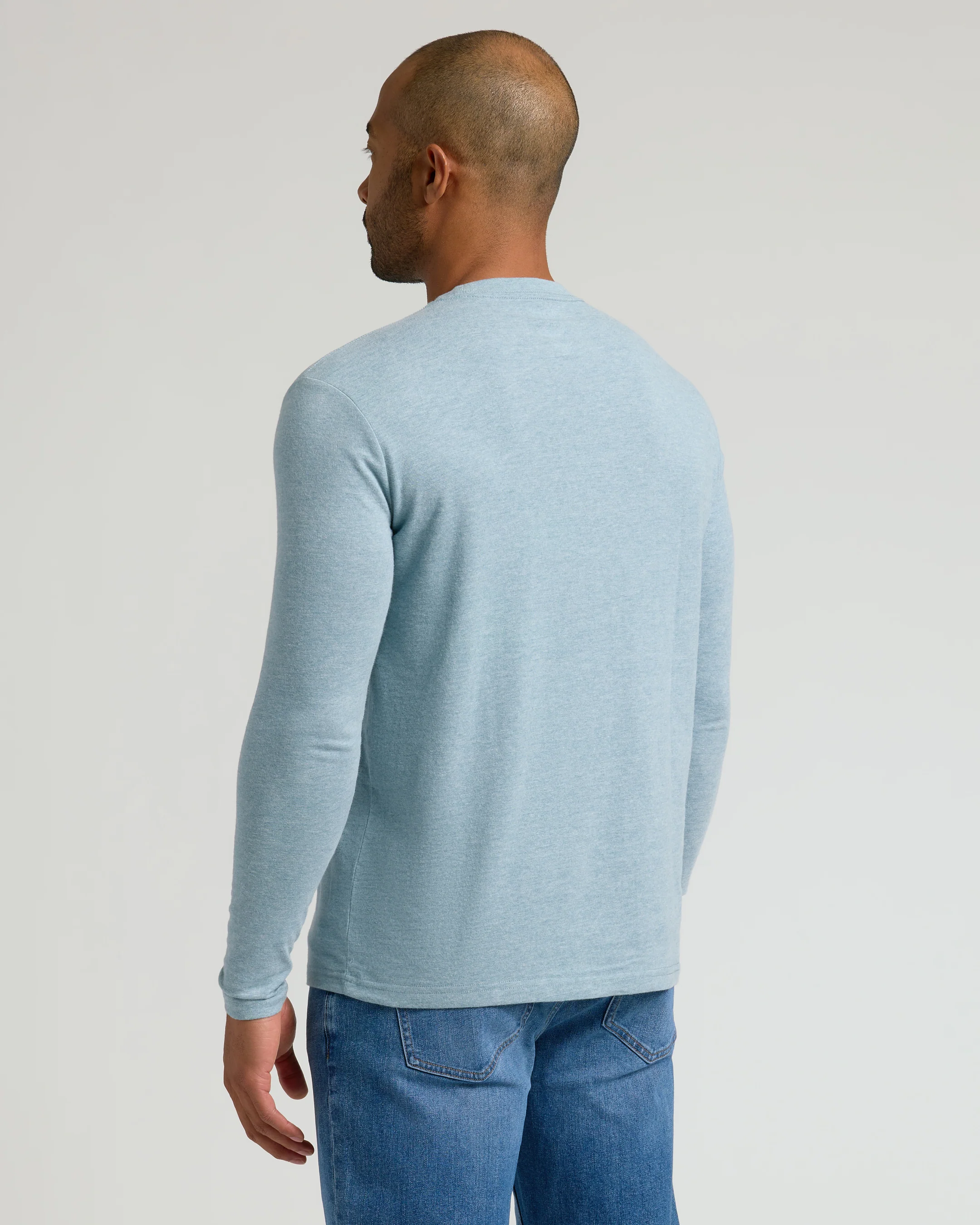 Heather Sapphire Classic Long Sleeve Crew Neck - Image 3