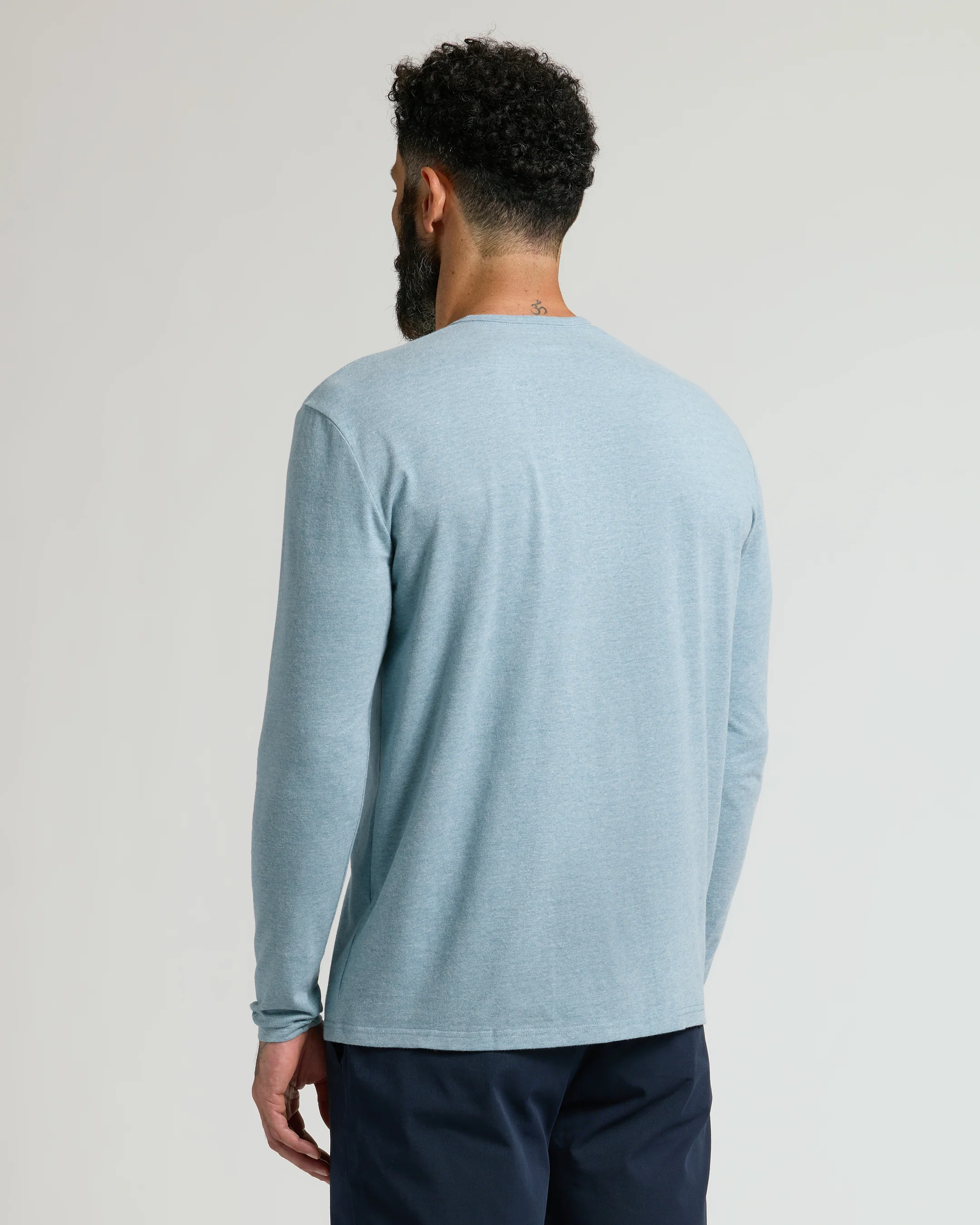 Heather Sapphire Classic Long Sleeve Henley - Image 3