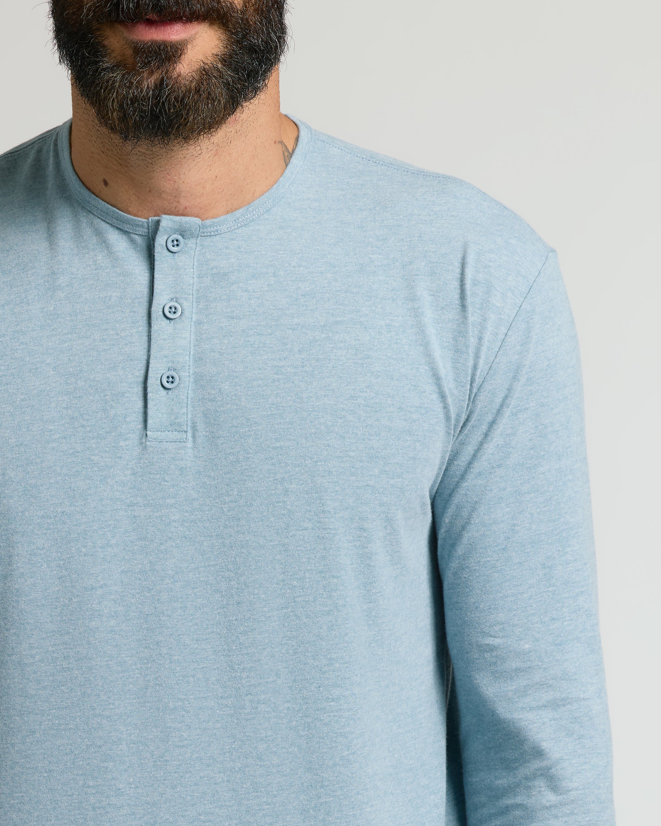 Heather Sapphire Classic Long Sleeve Henley - Image 4