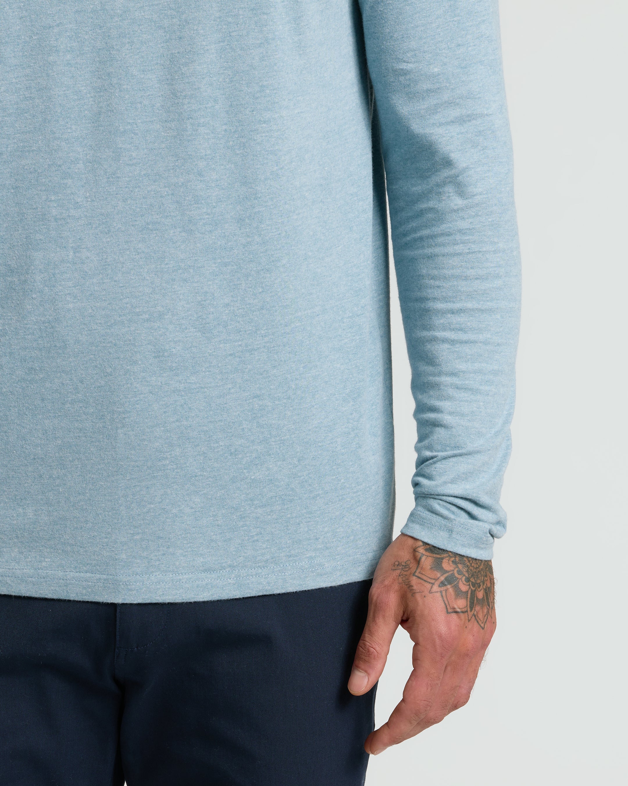Heather Sapphire Classic Long Sleeve Henley - Image 5