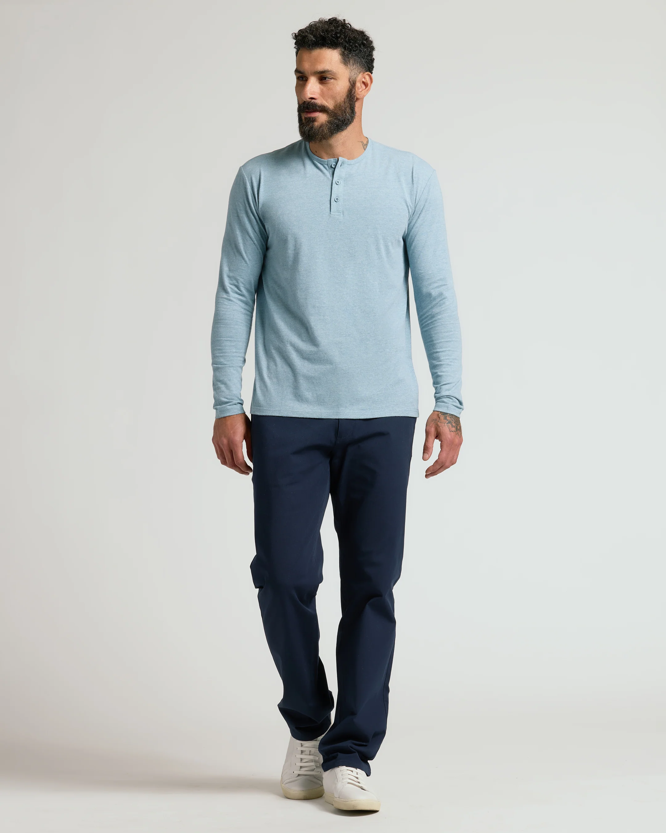 Heather Sapphire Classic Long Sleeve Henley - Image 6