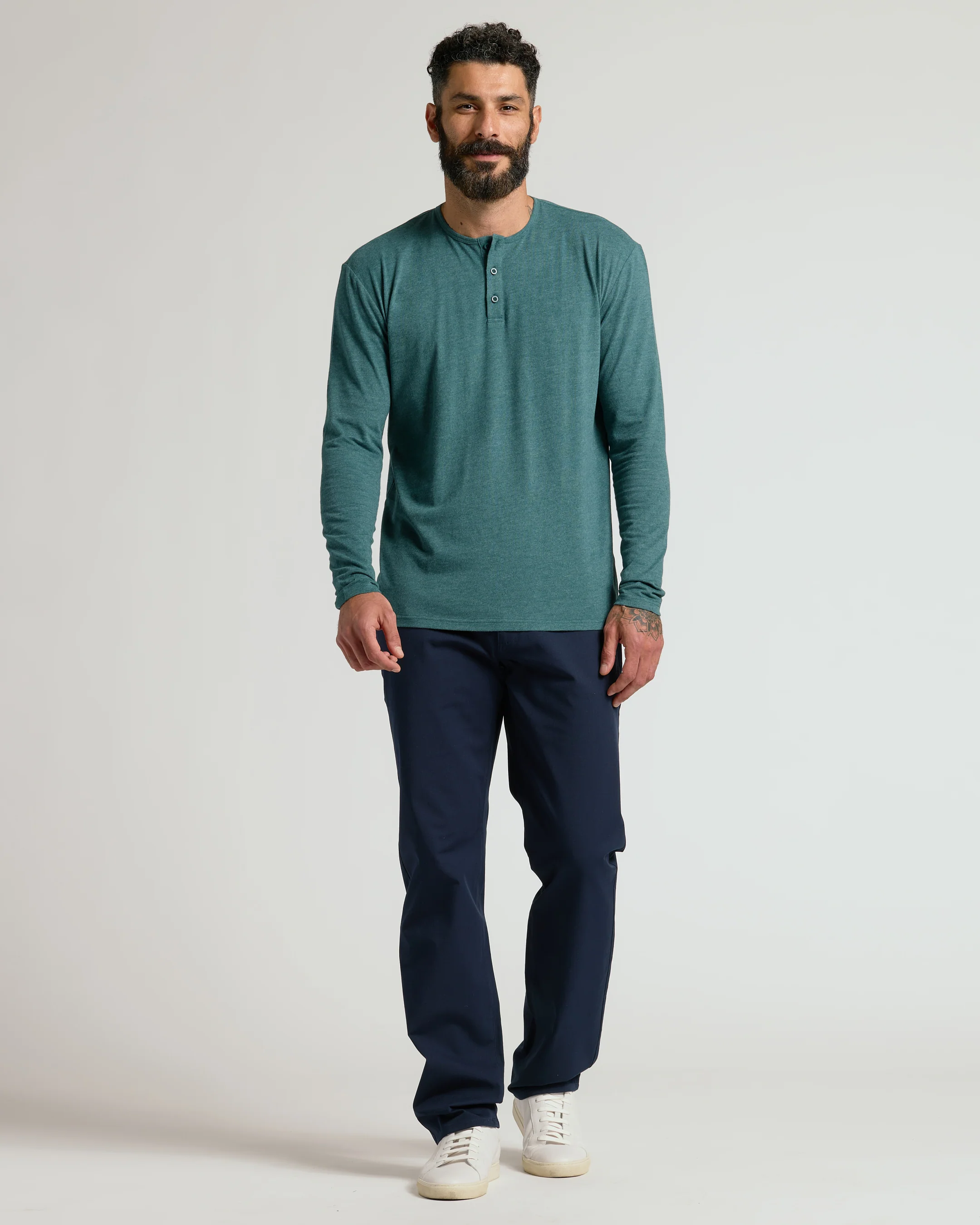 Heather Seafarer Classic Long Sleeve Henley - Image 4