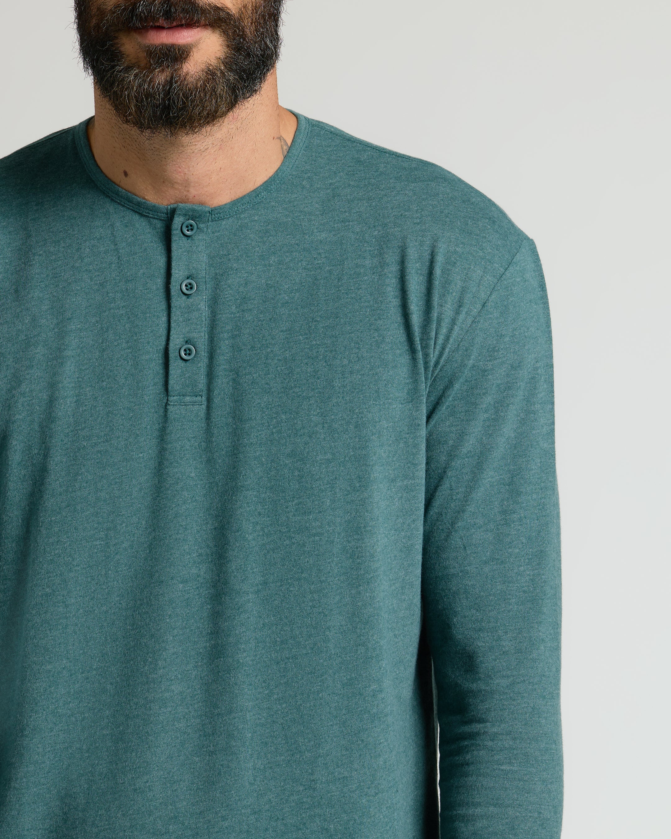 Heather Seafarer Classic Long Sleeve Henley - Image 5