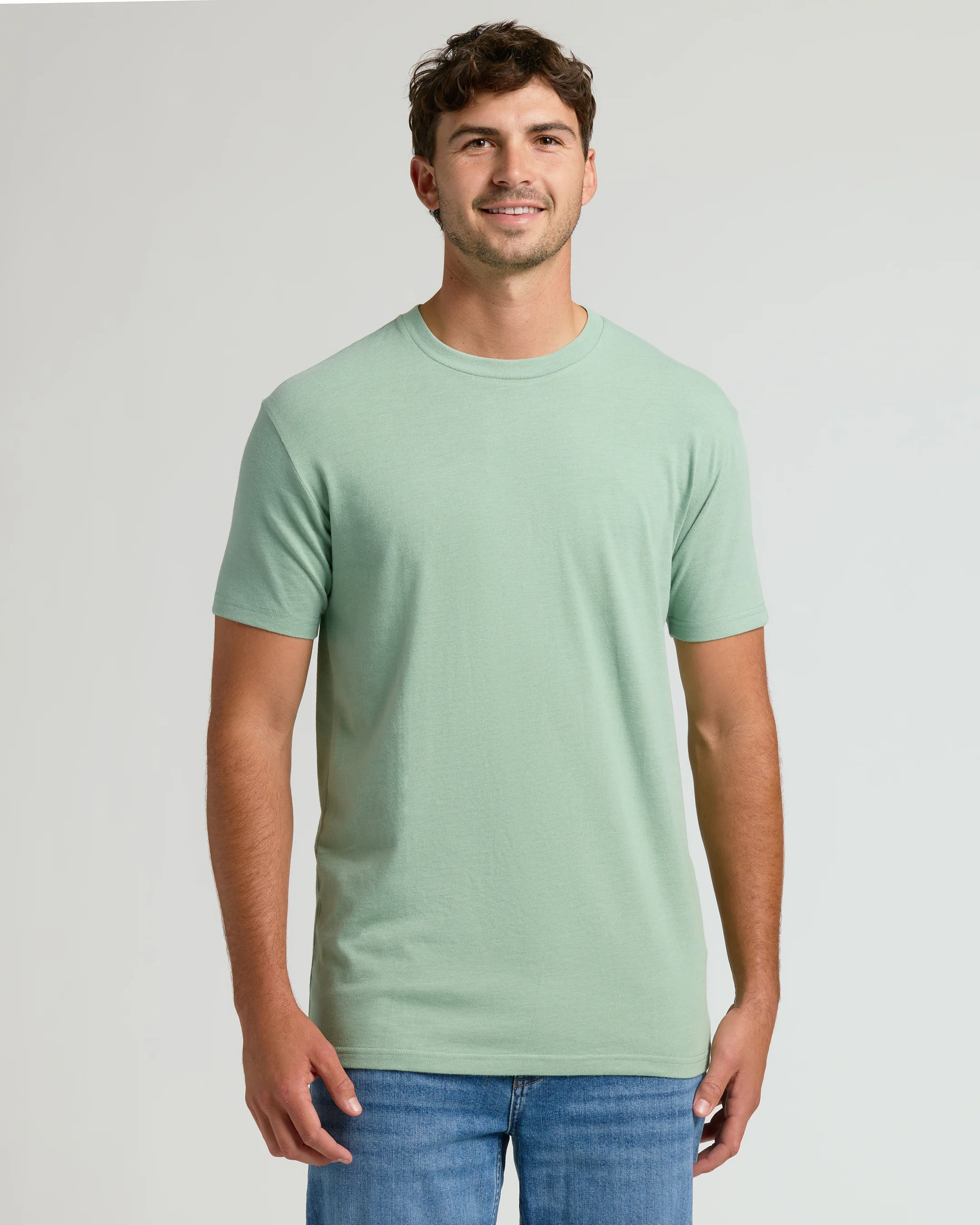 Heather Slate Green Tall Straight Hem Crew Neck T Shirt