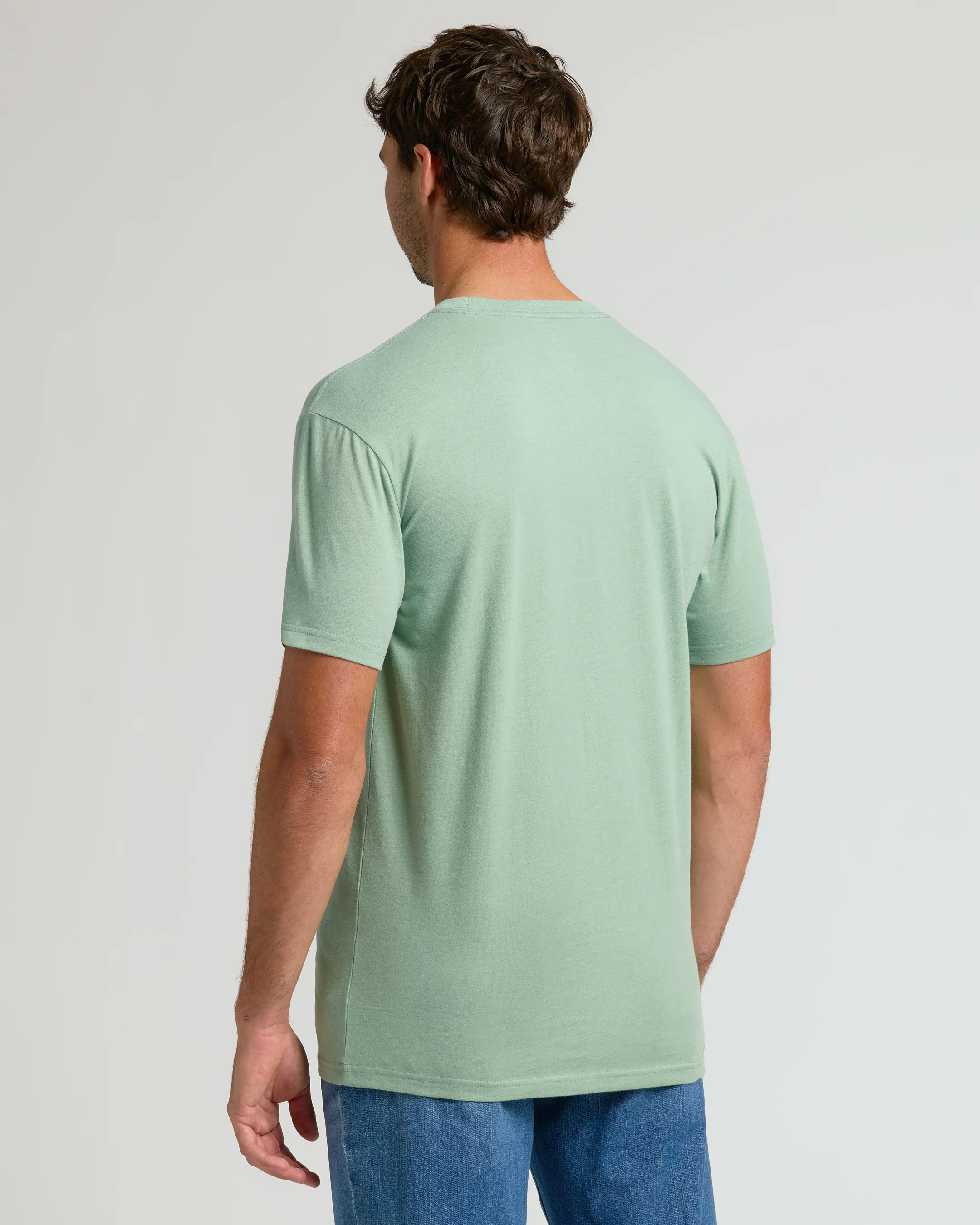 Heather Slate Green Tall Straight Hem Crew Neck T Shirt - Image 3