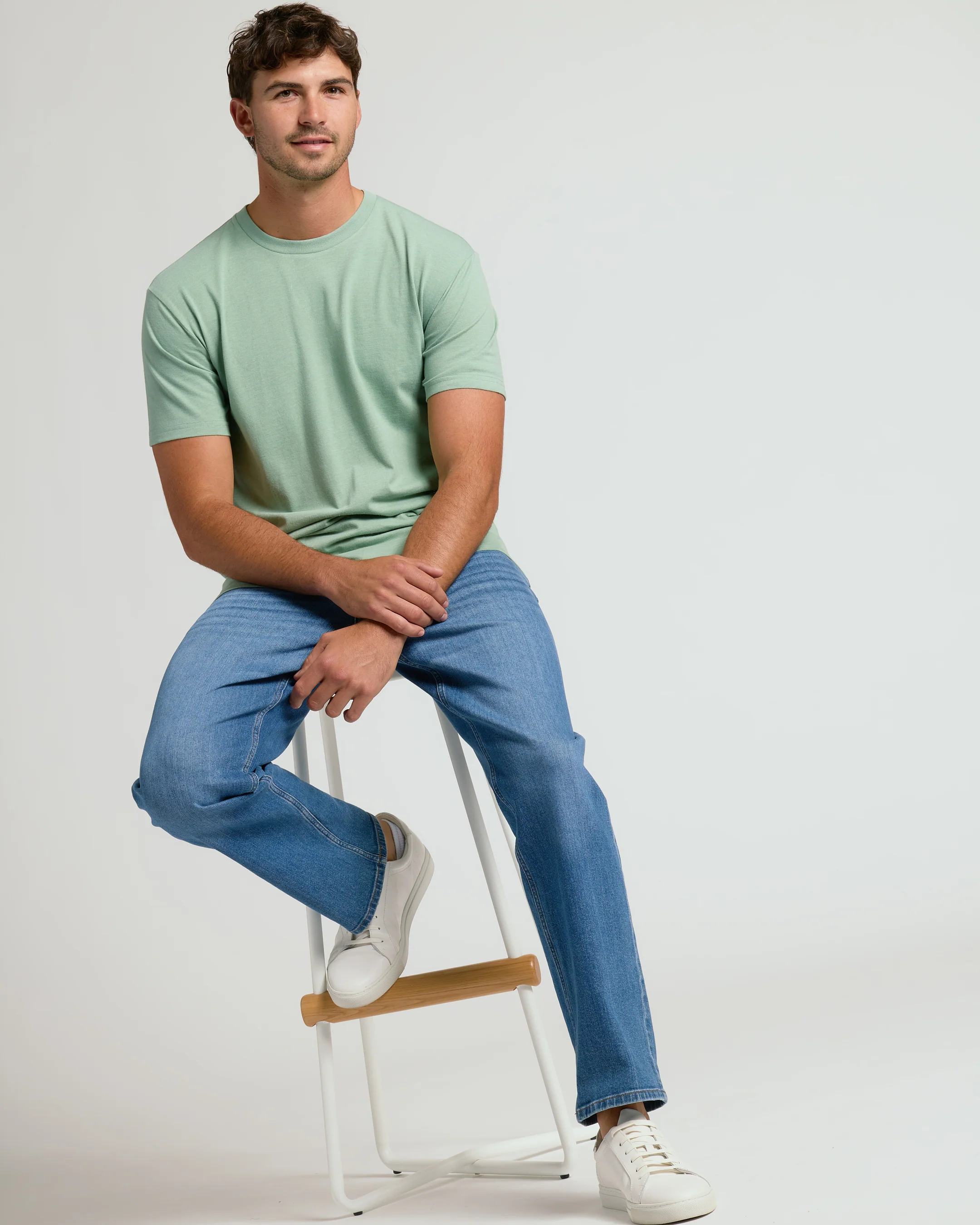 Heather Slate Green Tall Straight Hem Crew Neck T Shirt - Image 4