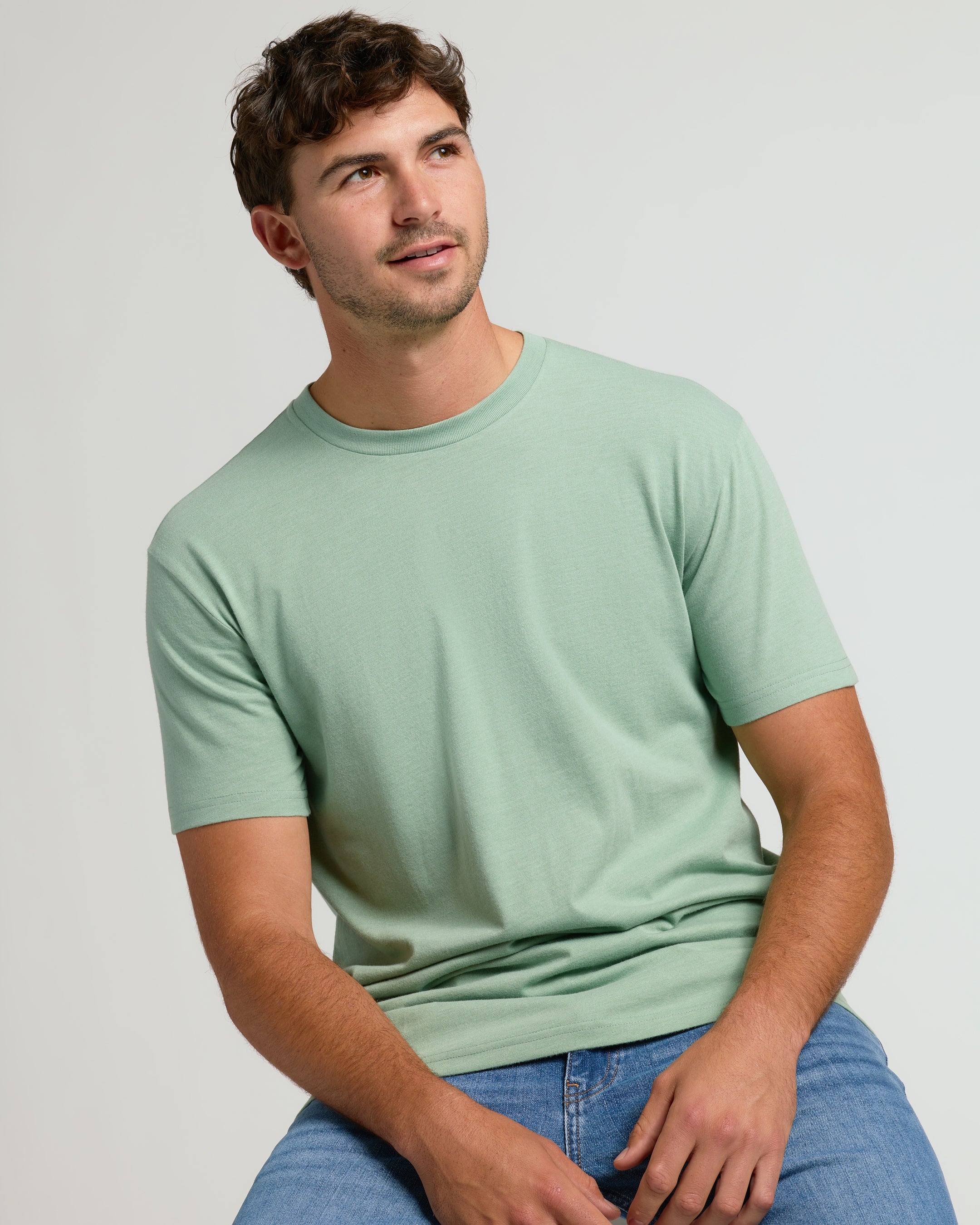 Heather Slate Green Tall Straight Hem Crew Neck T Shirt - Image 6