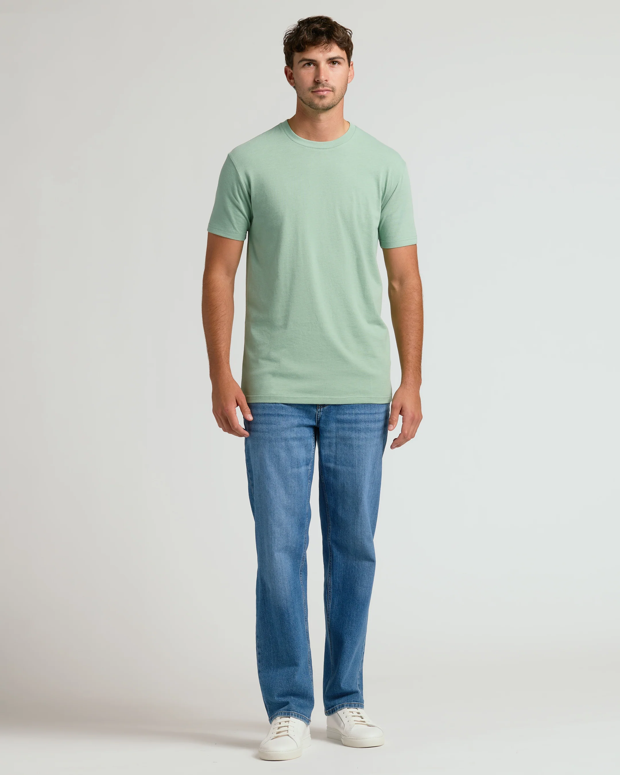 Heather Slate Green Tall Straight Hem Crew Neck T Shirt - Image 9