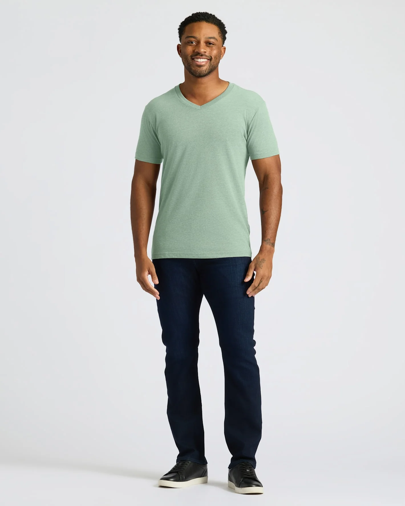 Heather Slate Green Classic V-Neck - Image 3