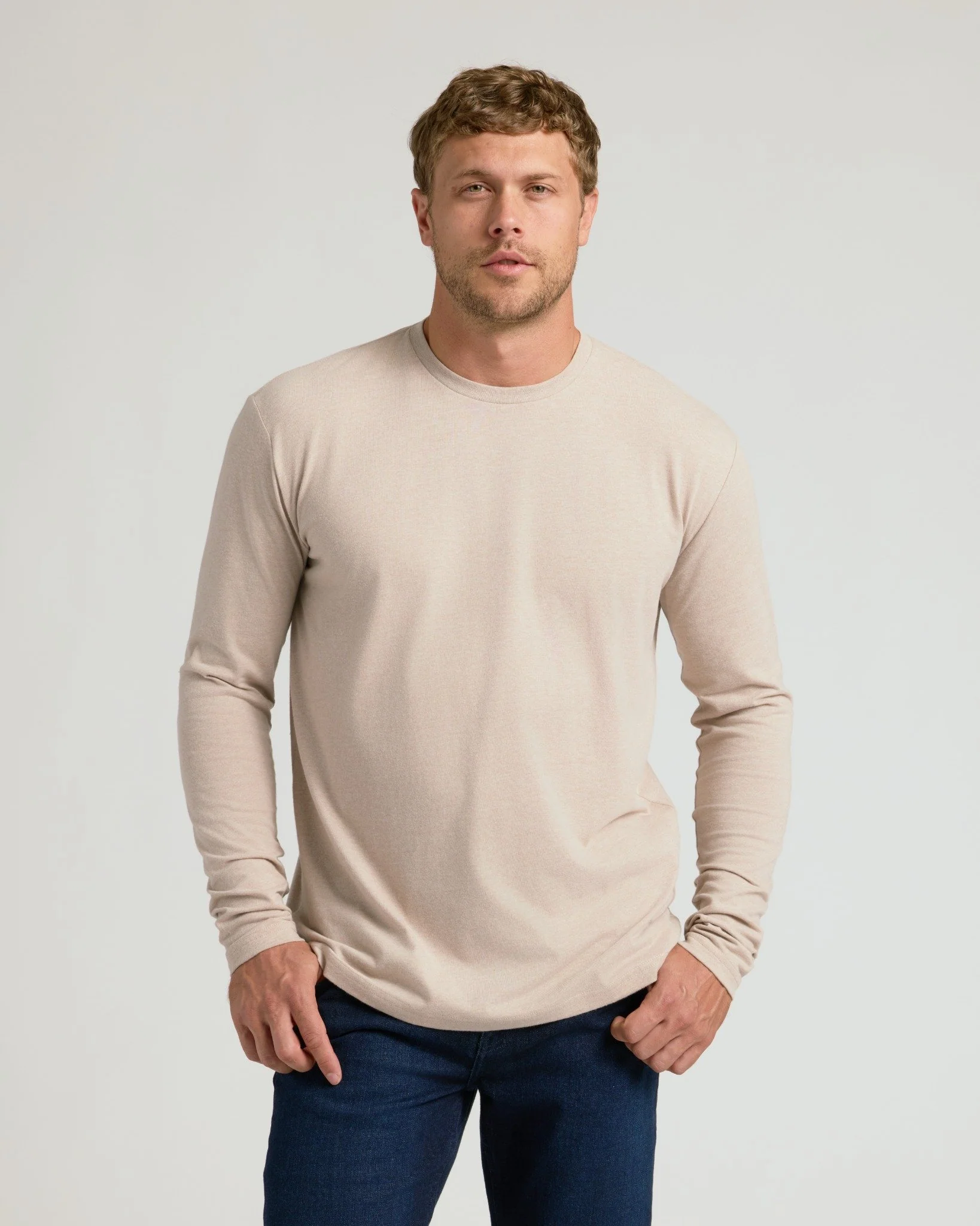 Heather Truffle Classic Long Sleeve Crew Neck
