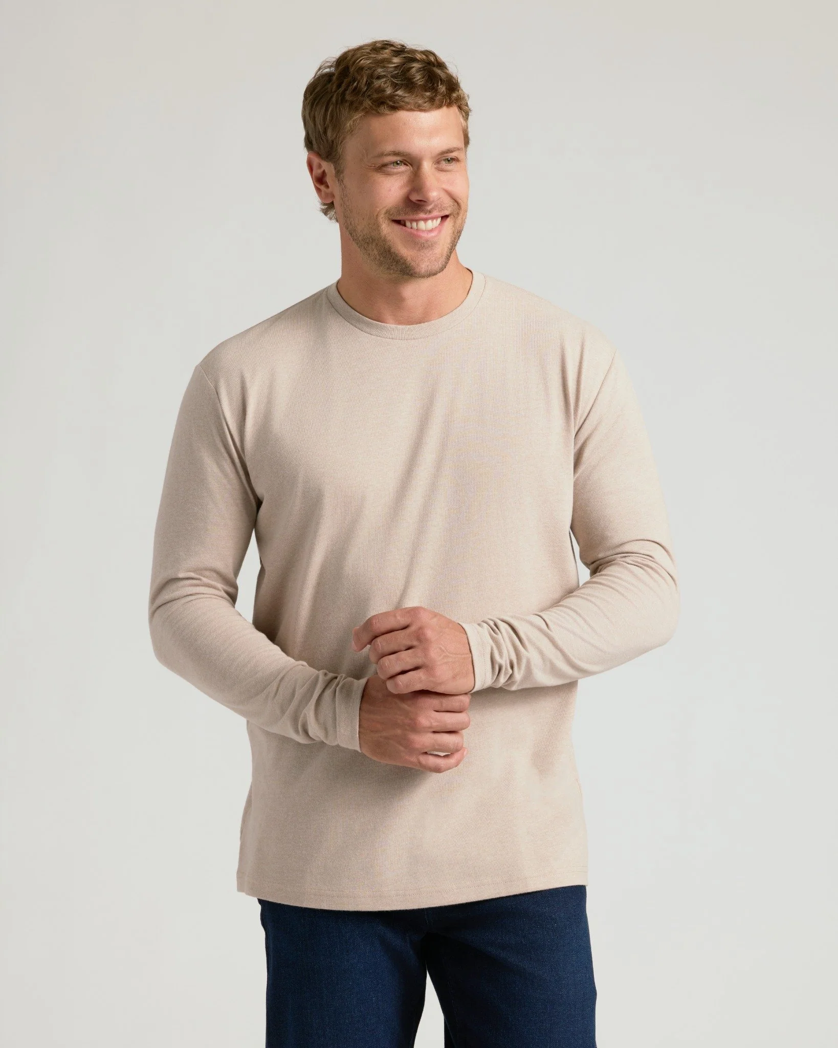 Heather Truffle Classic Long Sleeve Crew Neck - Image 4