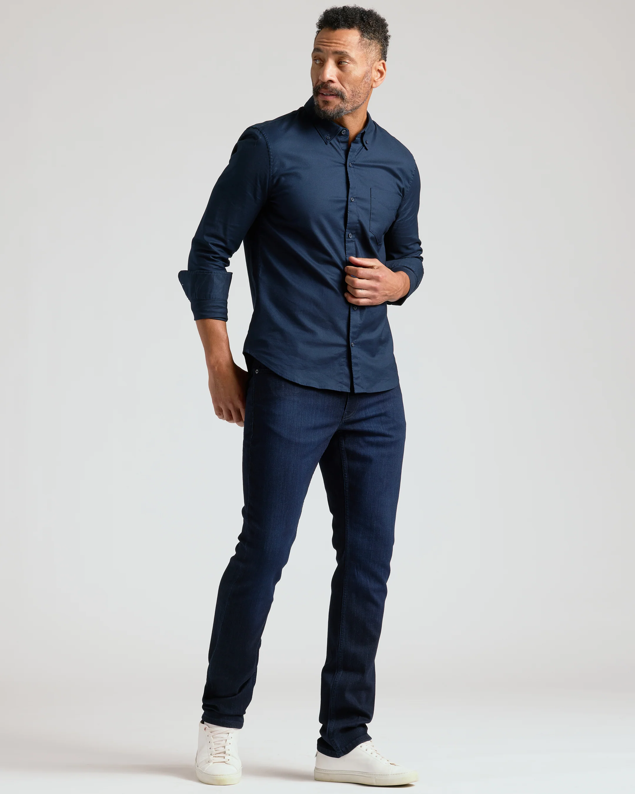 Indigo Wash Straight Comfort Stretch Jeans - Image 4