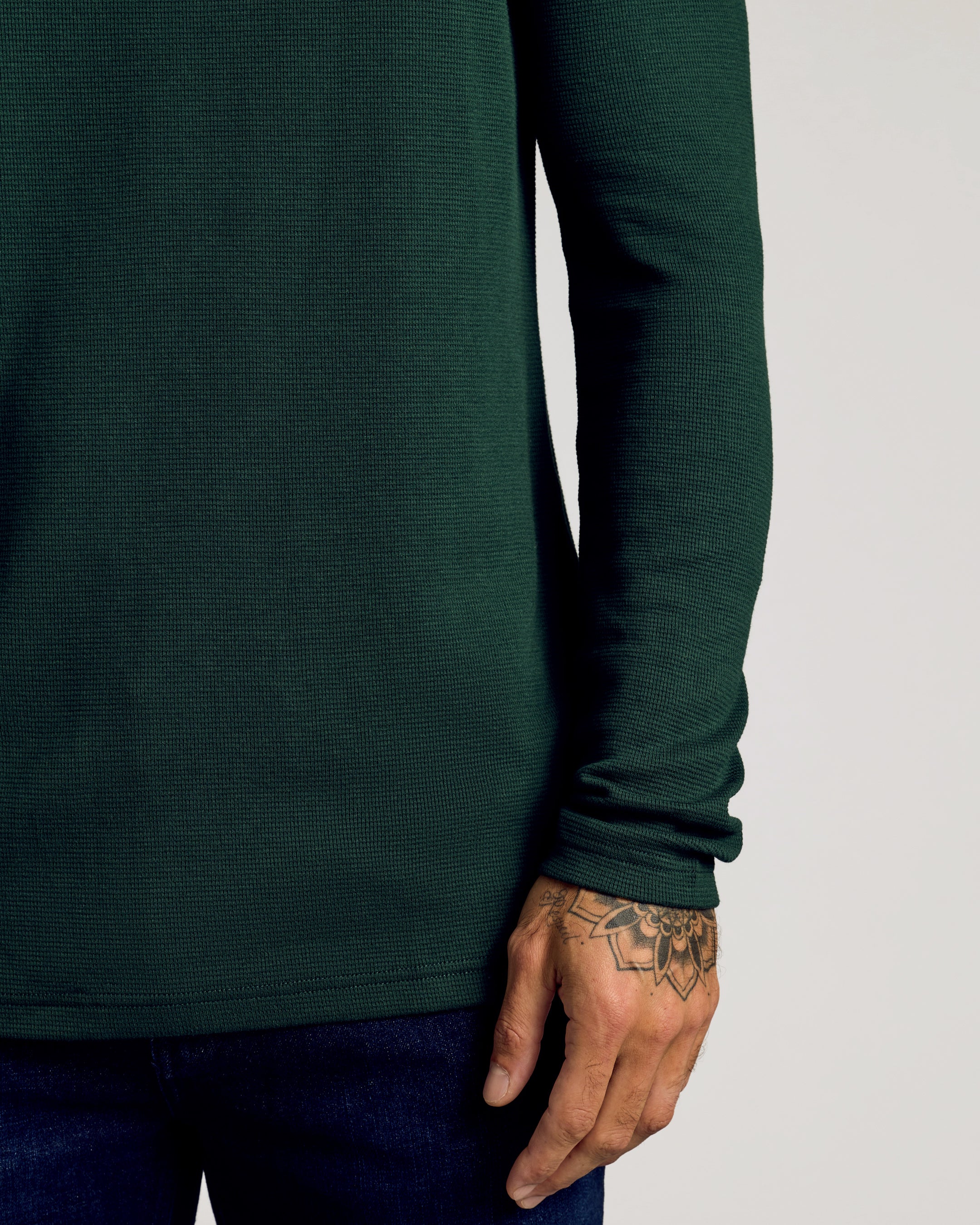 Kale Waffle Long Sleeve Henley - Image 4