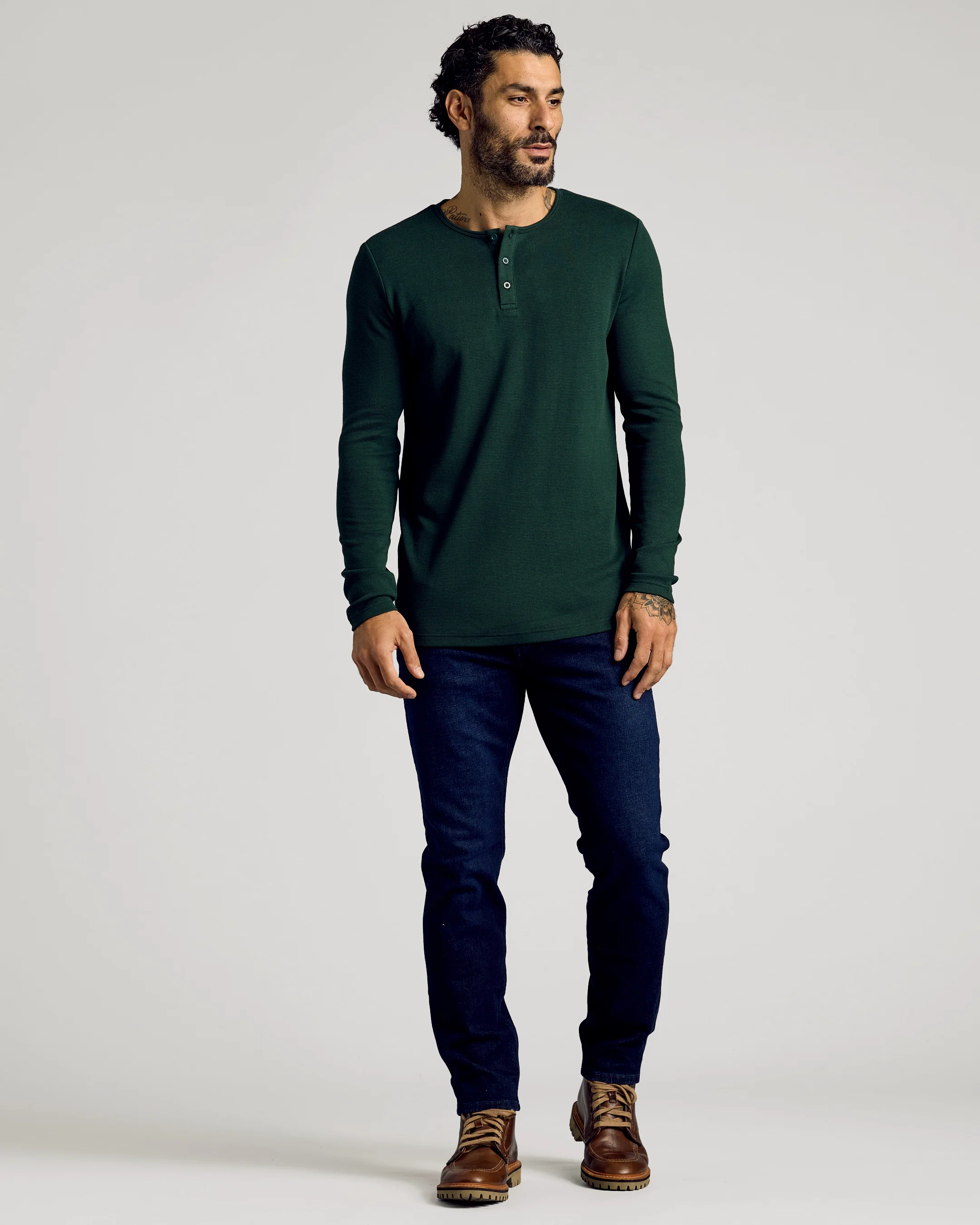Kale Waffle Long Sleeve Henley - Image 5