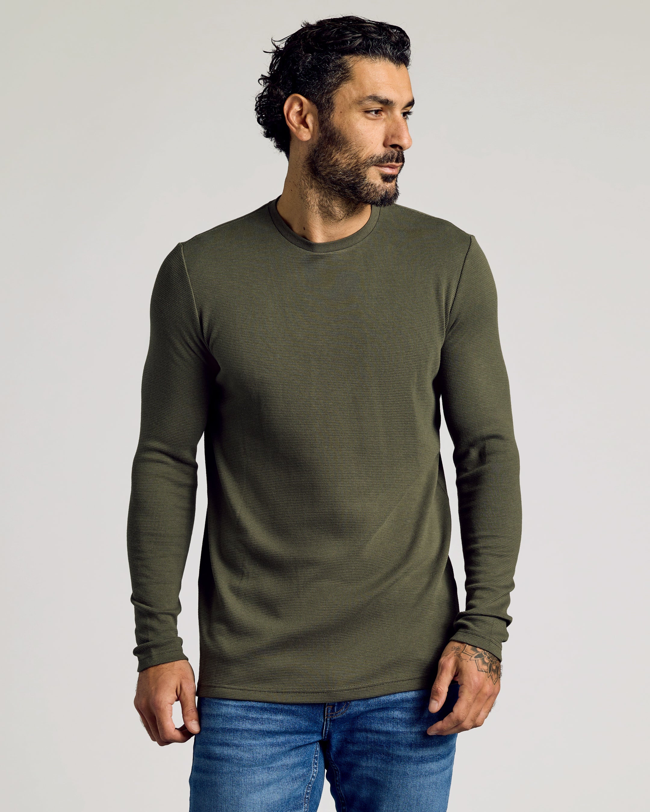 Kelp Waffle Long Sleeve Crew Neck