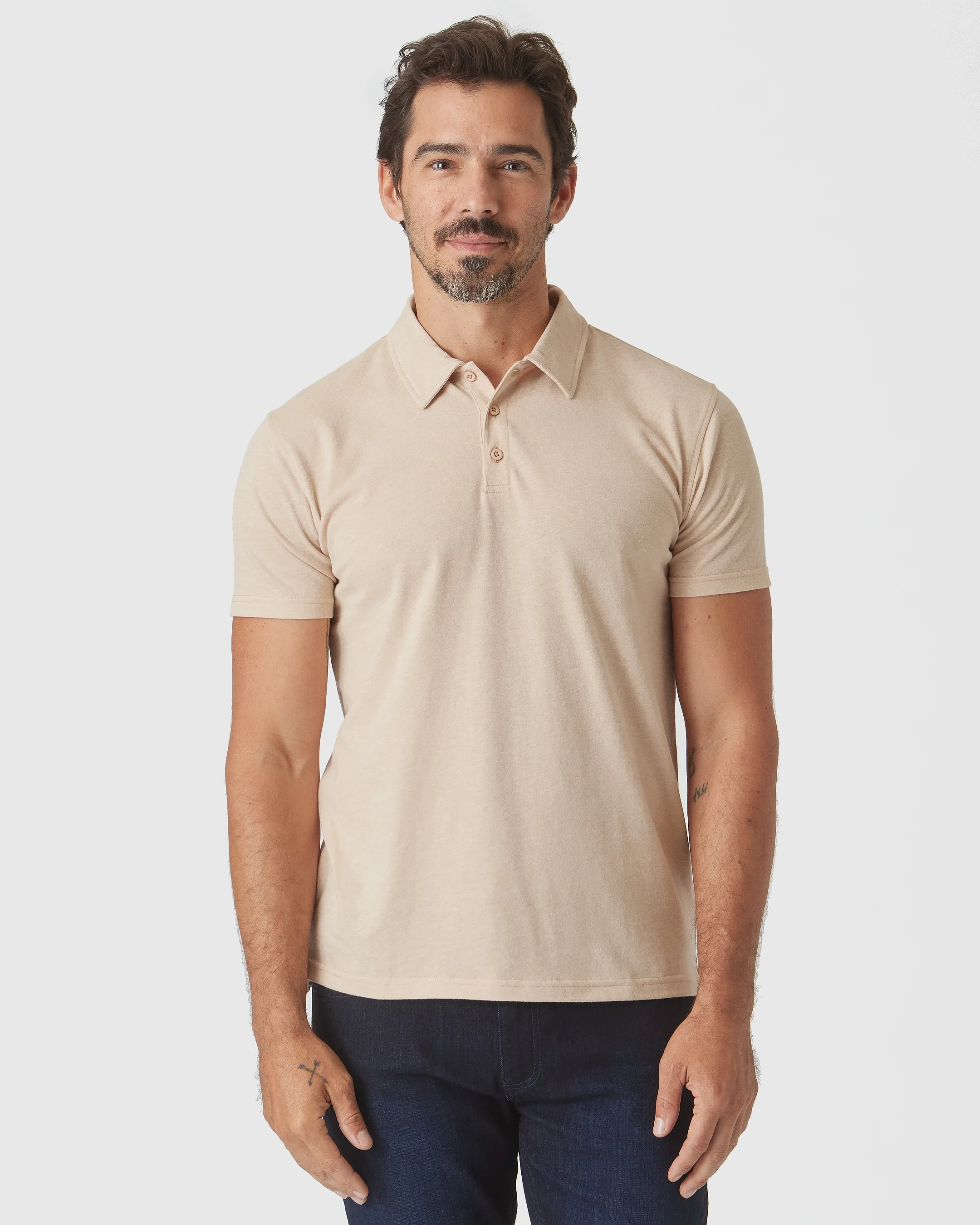 Light Camel Cream Heather Polo