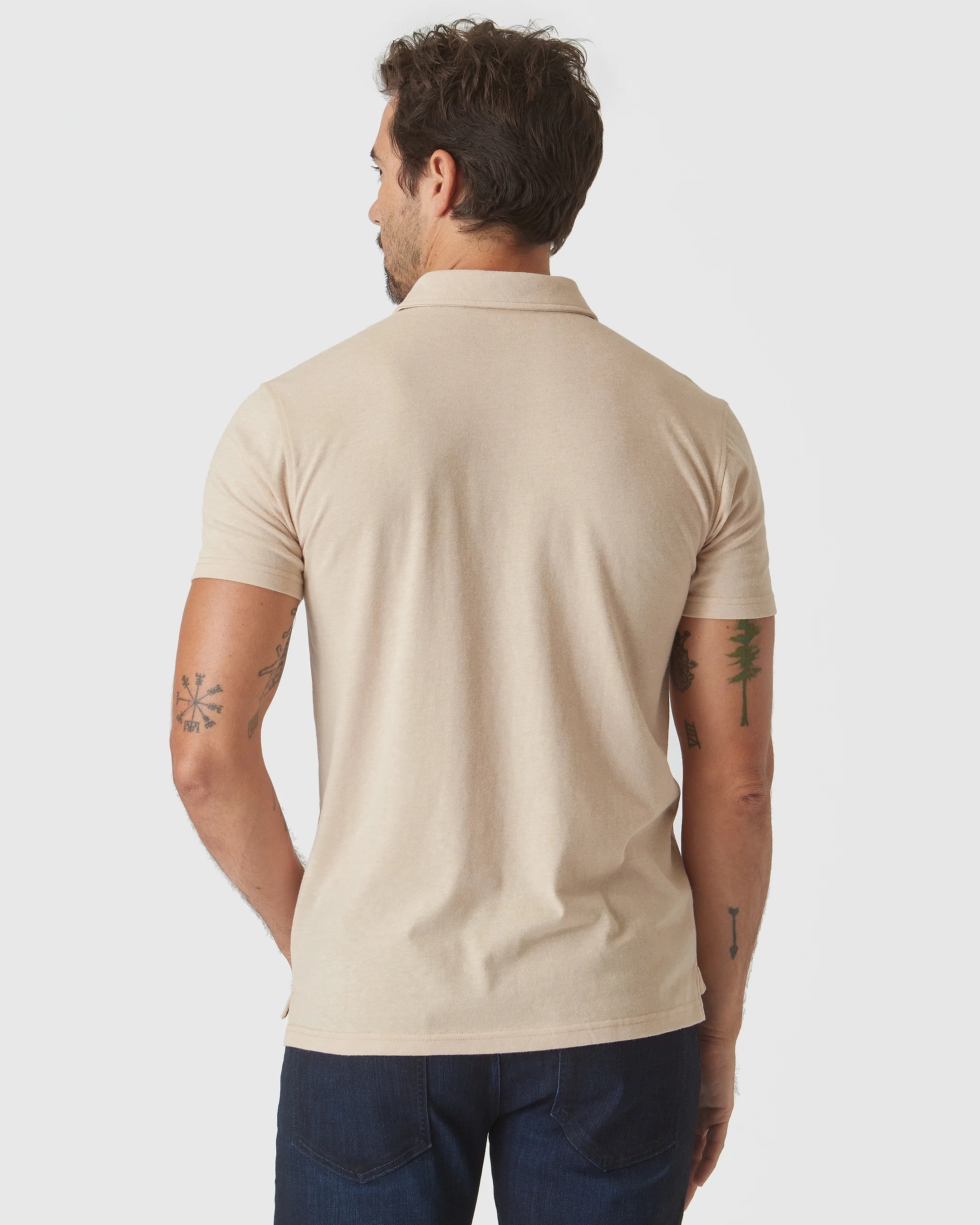 Light Camel Cream Heather Polo - Image 3