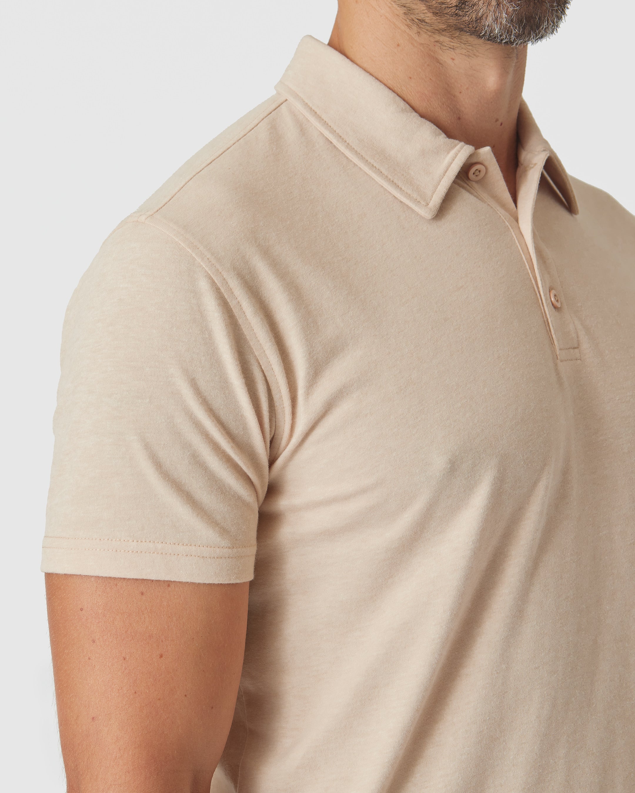 Light Camel Cream Heather Polo - Image 5