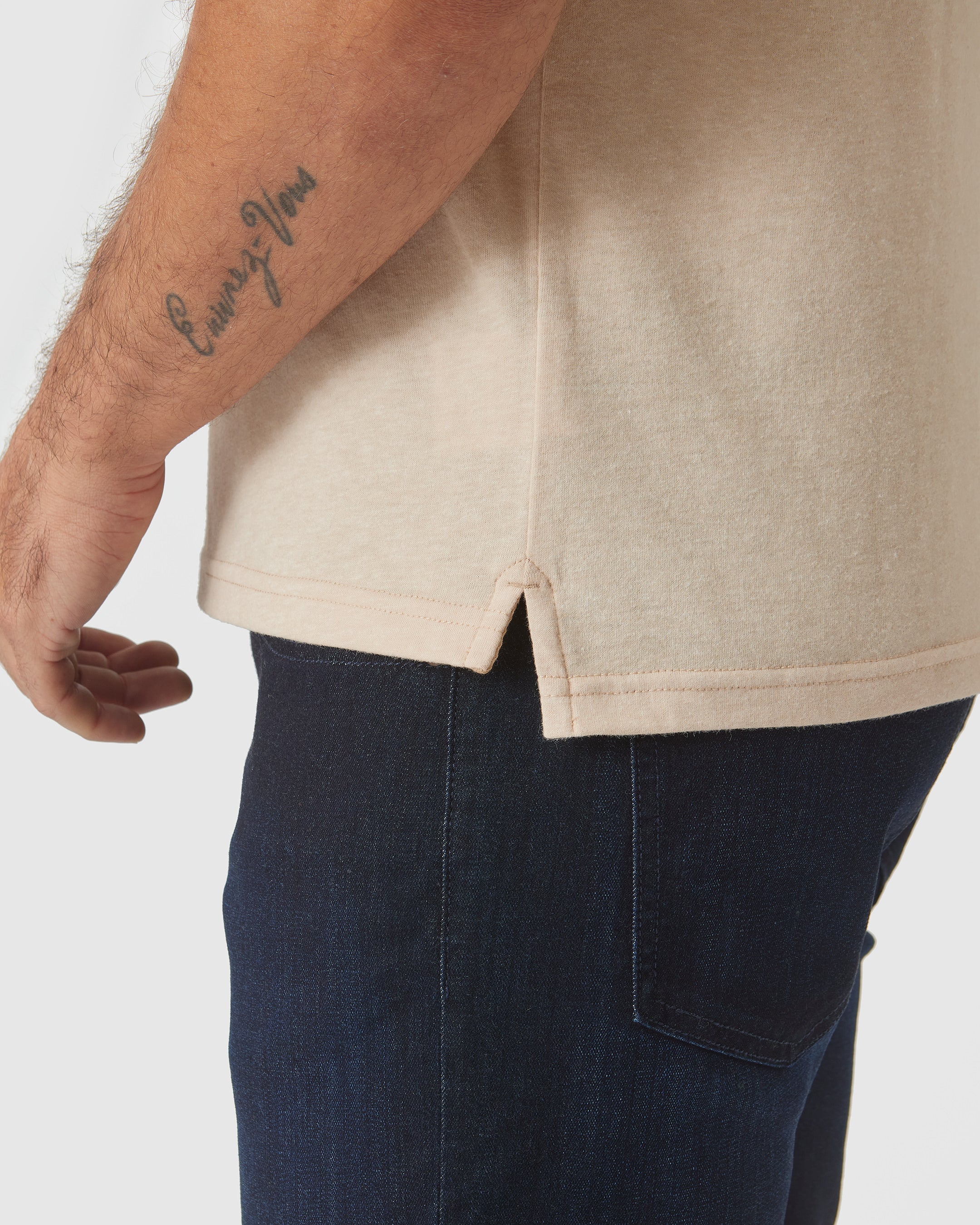 Light Camel Cream Heather Polo - Image 7