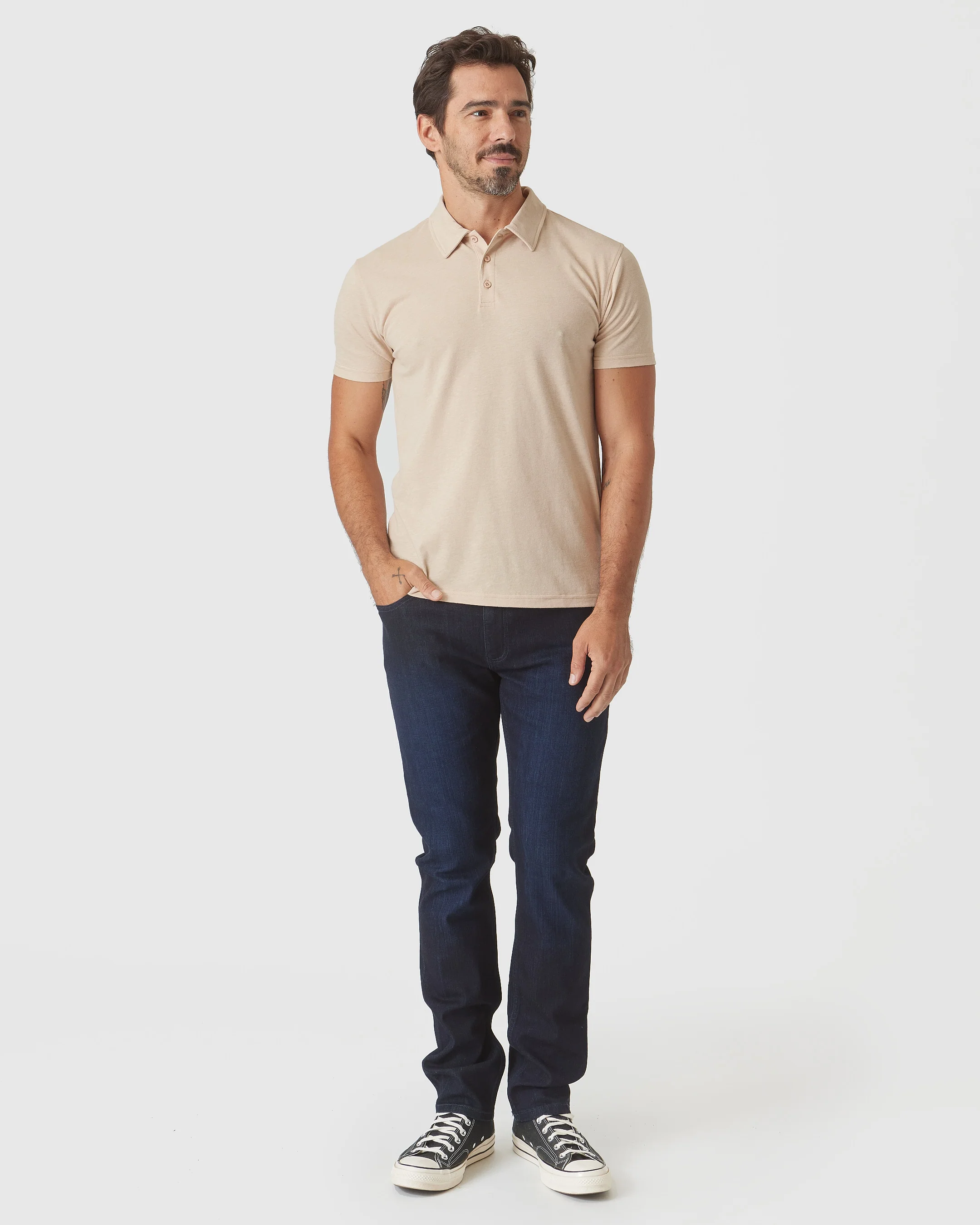 Light Camel Cream Heather Polo - Image 8