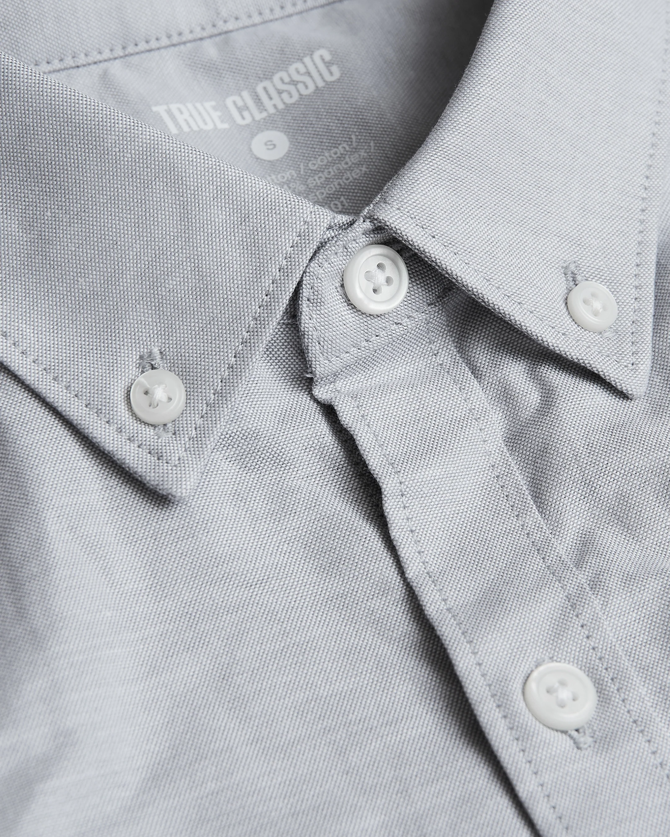 Light Gray Stretch Oxford Long Sleeve Button Up Shirt - Image 8