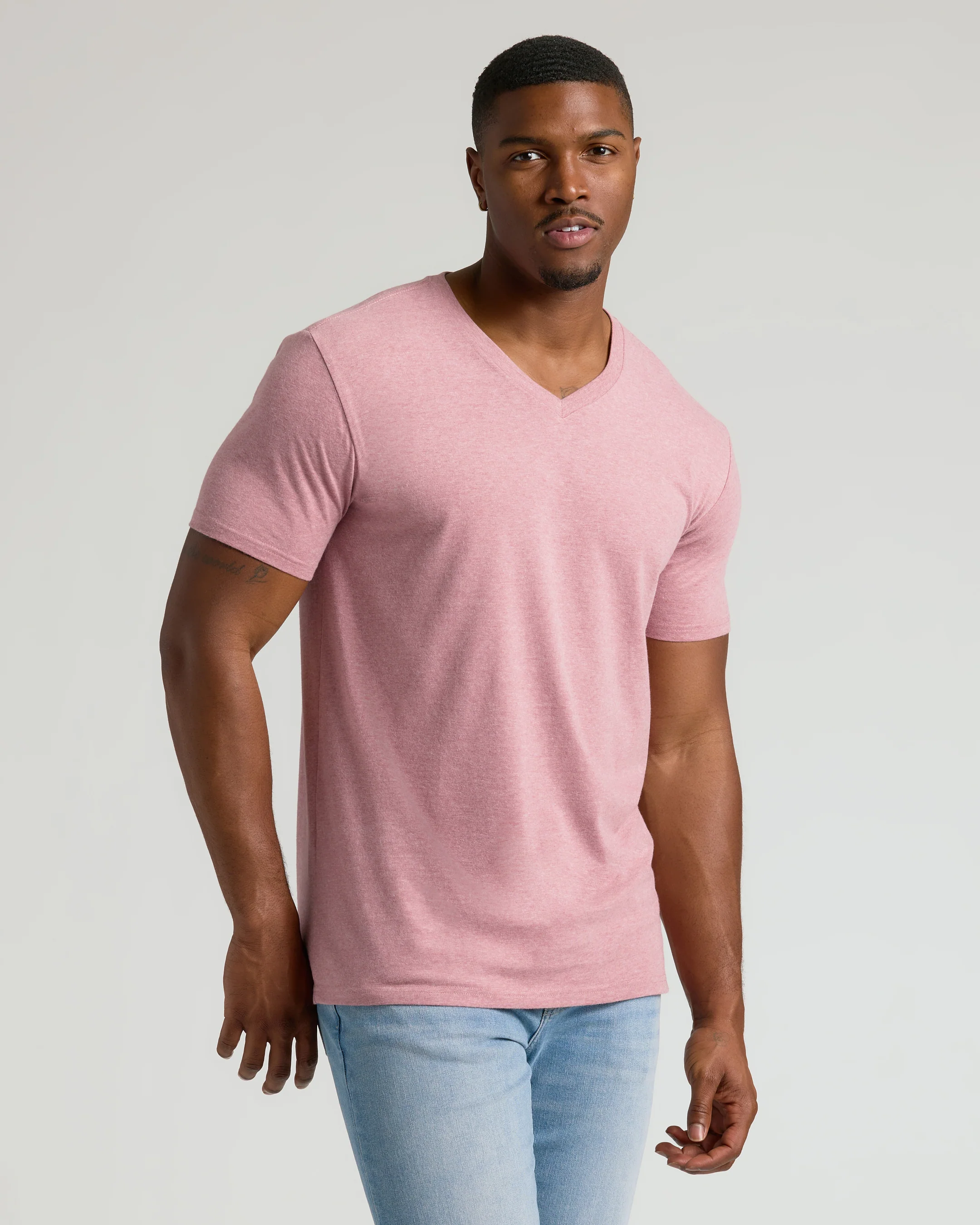 Light Heather Boysenberry Tall Classic V-Neck - Image 4