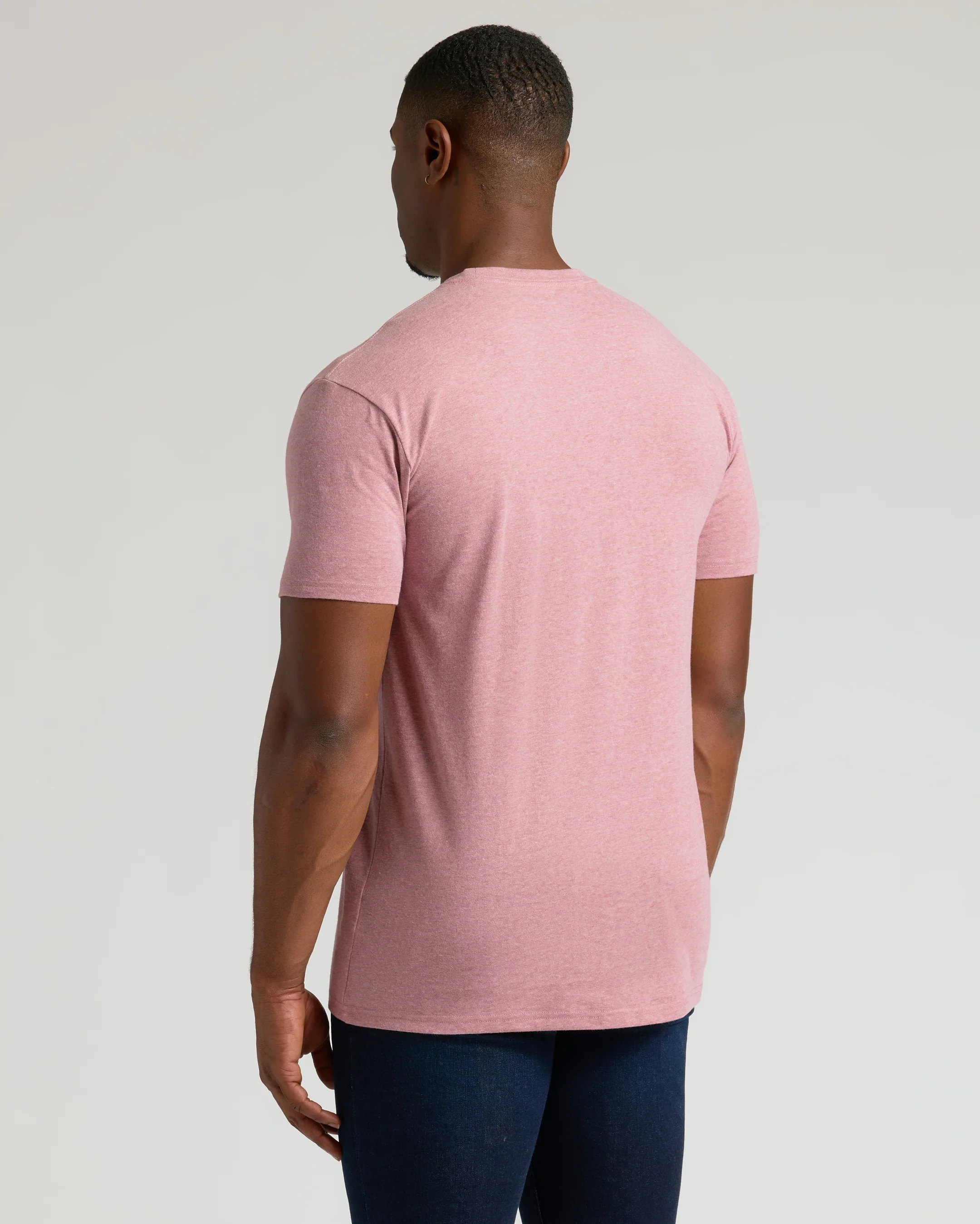 Light Heather Boysenberry Tall Straight Hem Crew Neck T-Shirt - Image 3