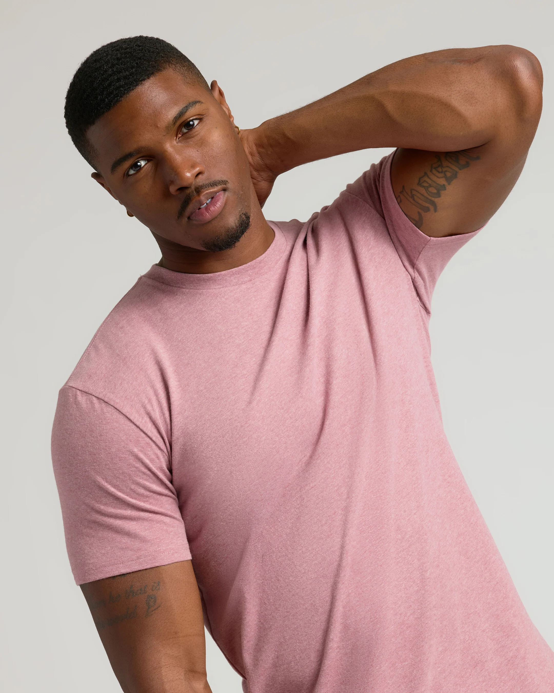 Light Heather Boysenberry Tall Straight Hem Crew Neck T-Shirt - Image 4
