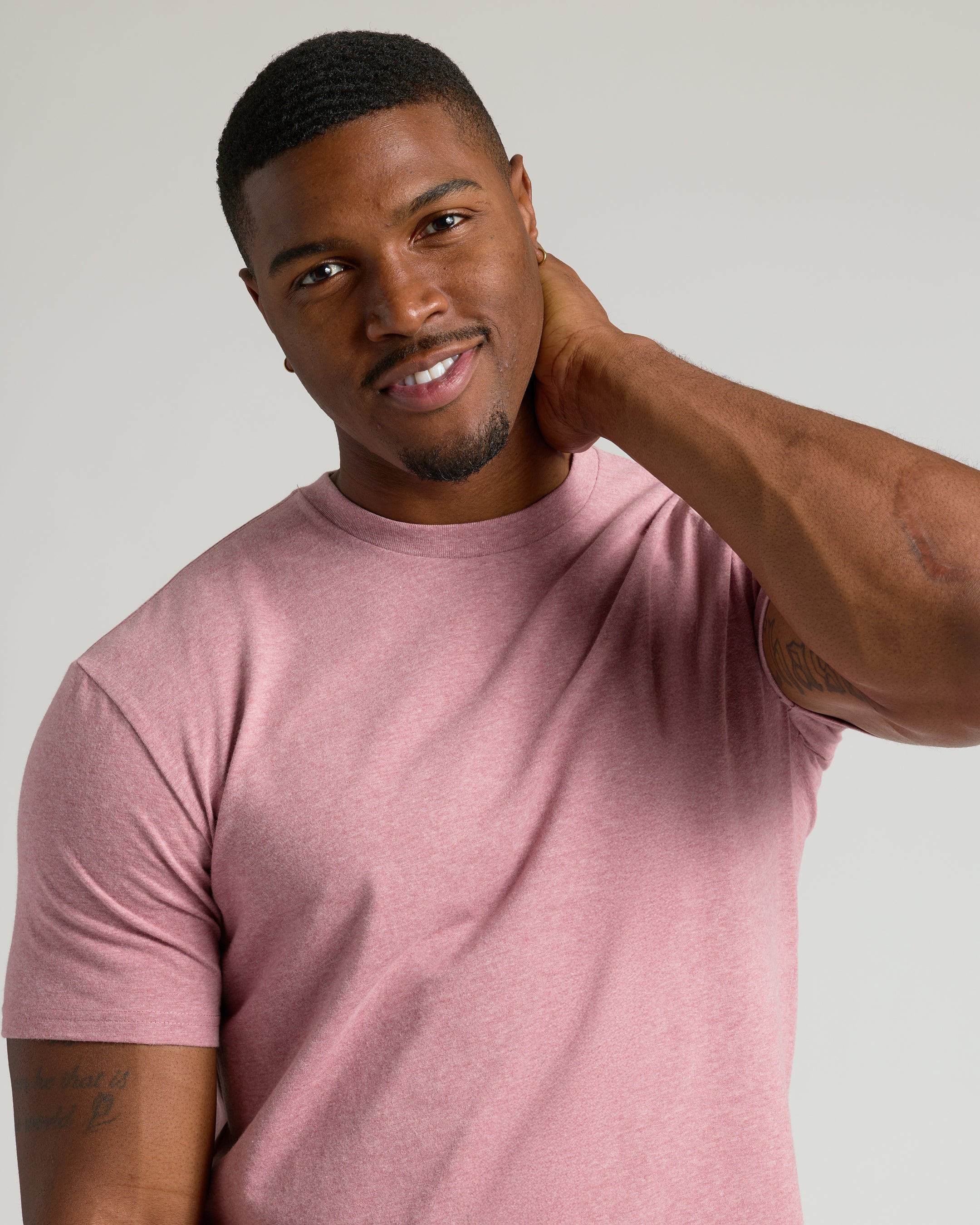 Light Heather Boysenberry Tall Straight Hem Crew Neck T-Shirt - Image 7