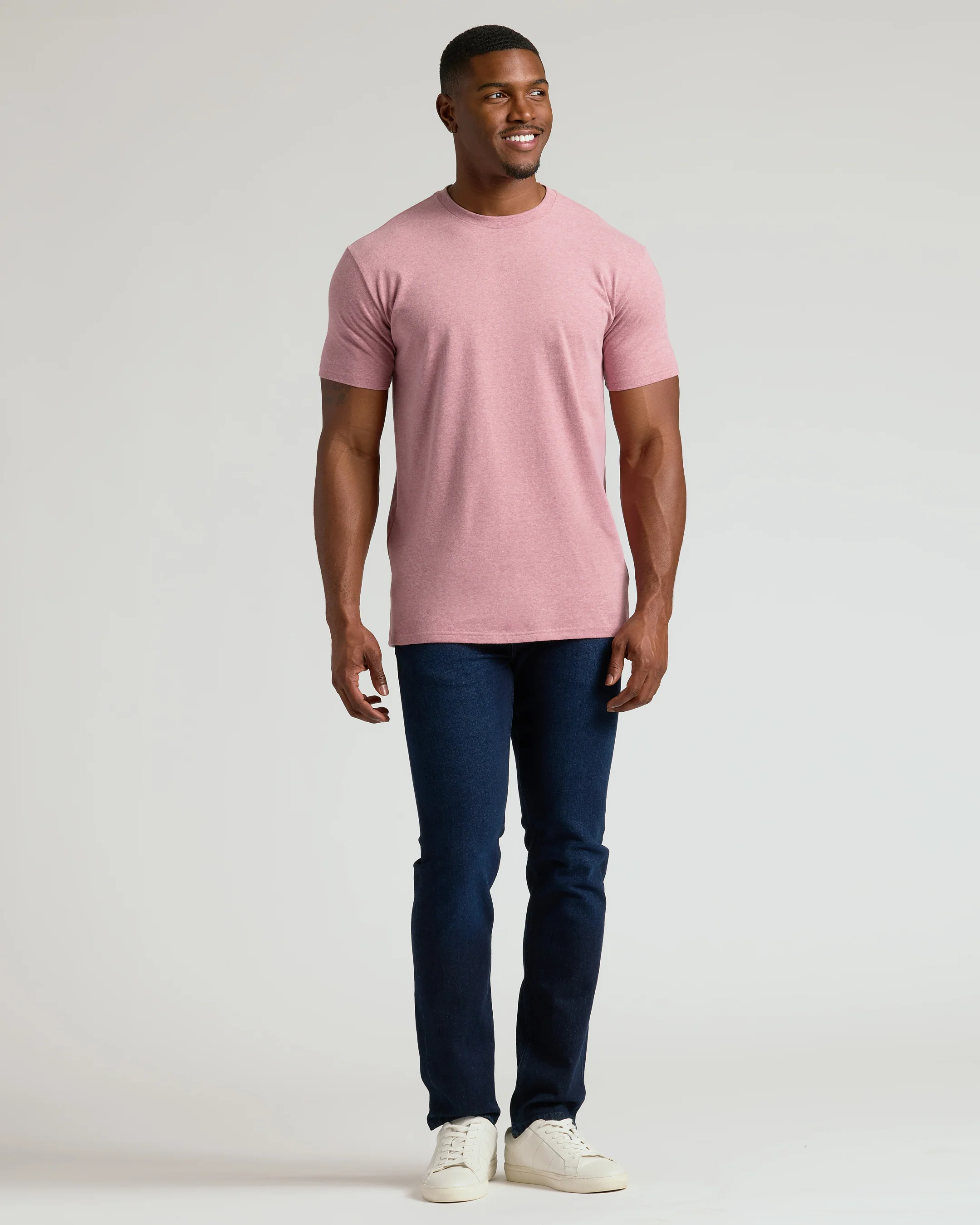 Light Heather Boysenberry Tall Straight Hem Crew Neck T-Shirt - Image 8