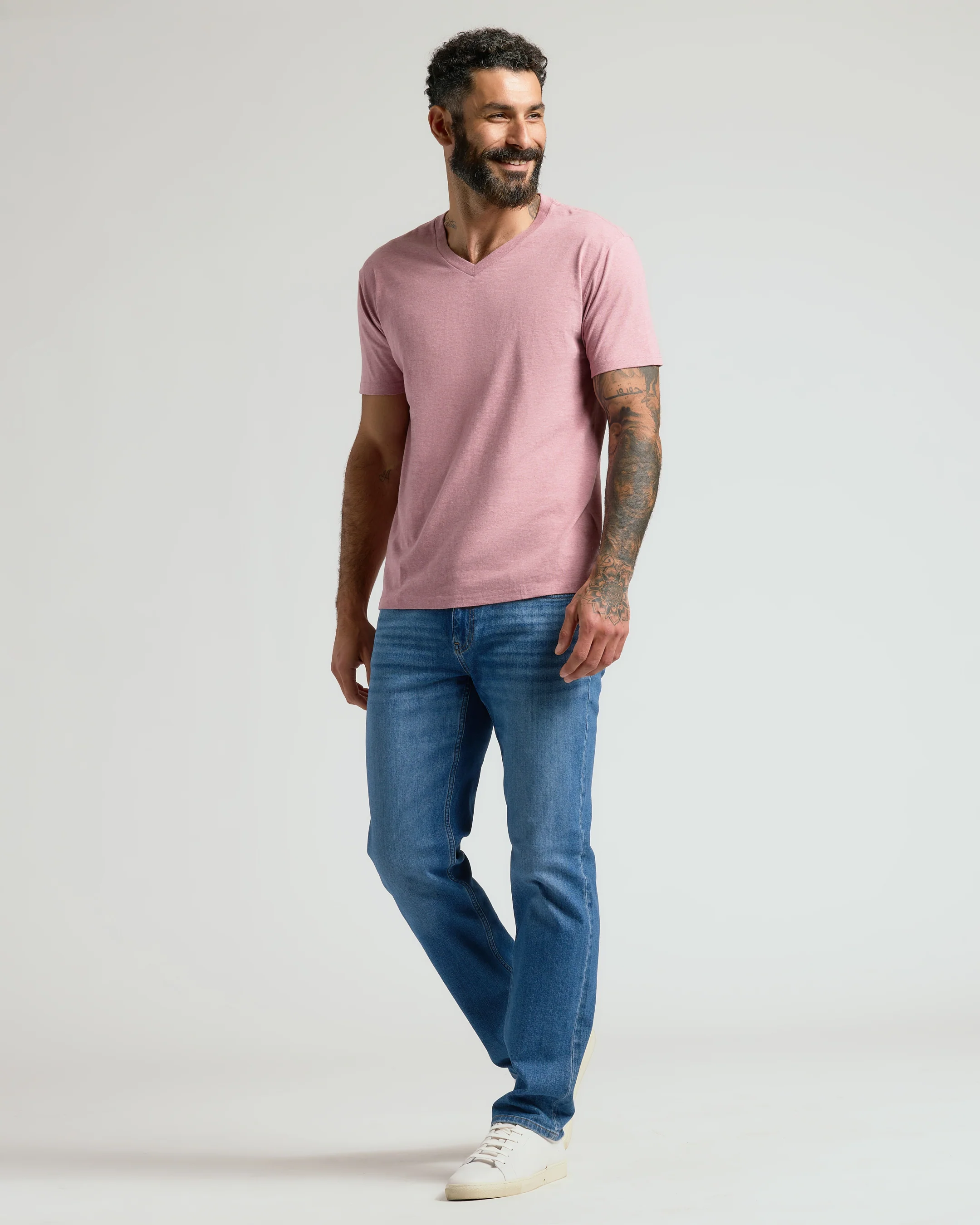 Light Heather Boysenberry Classic V-Neck - Image 3