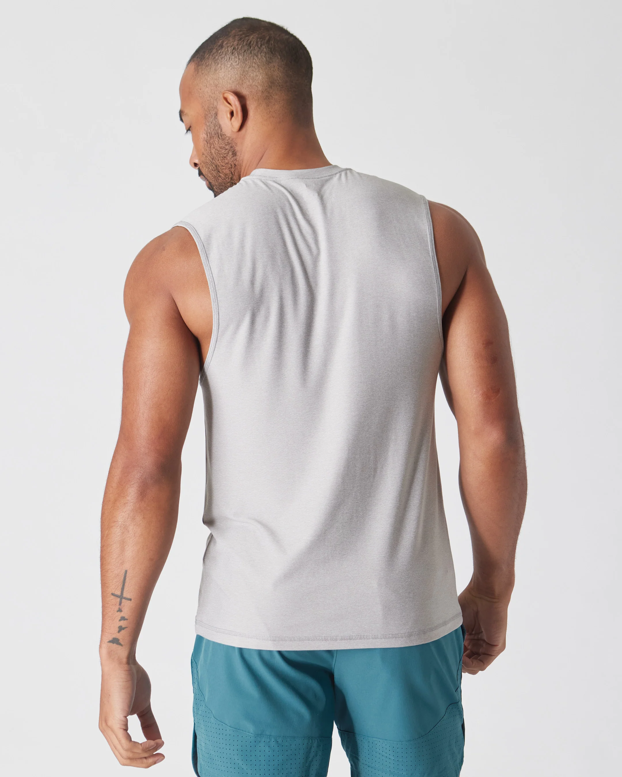 Light Heather Gray Active Sleeveless Muscle Tee - Image 3