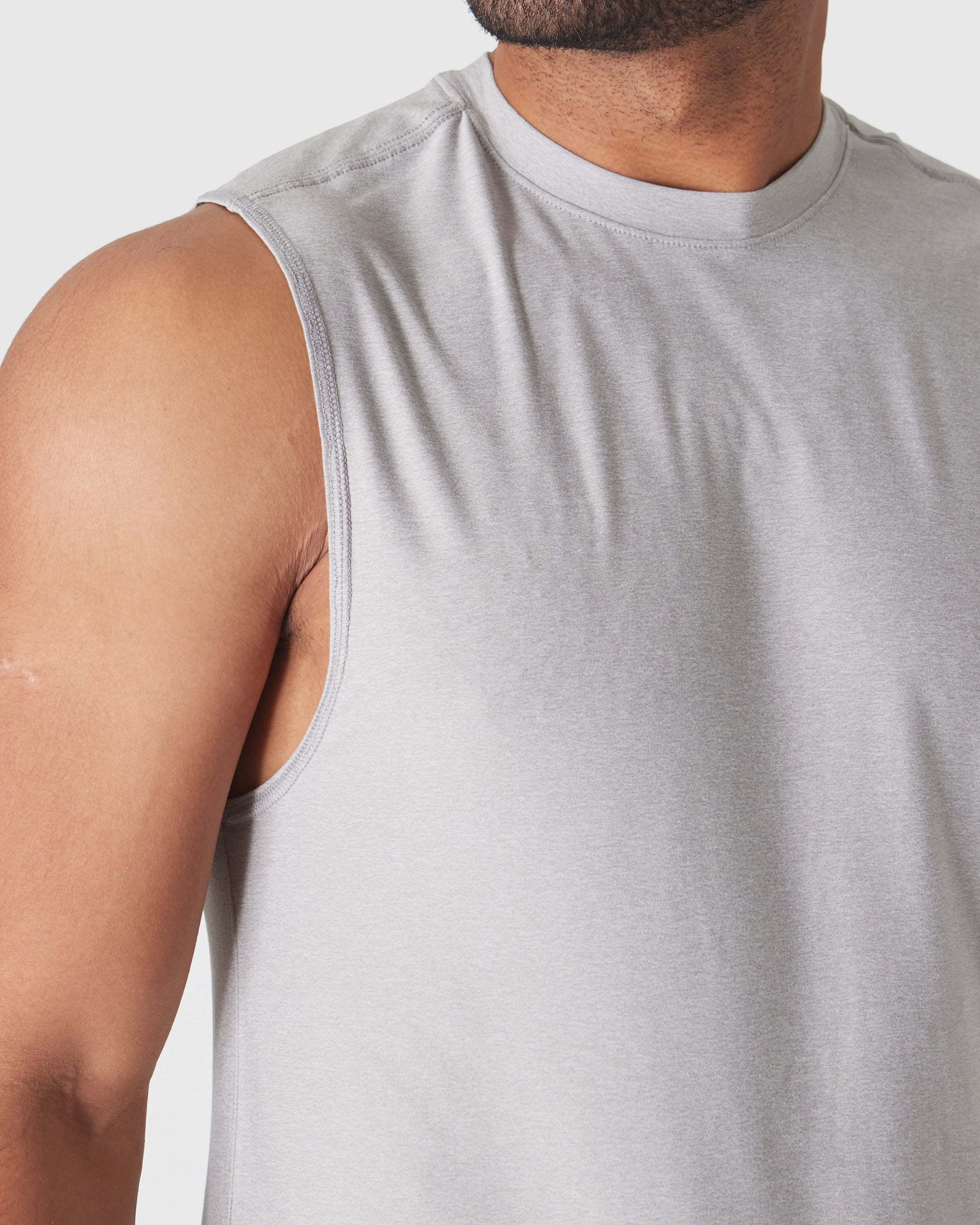 Light Heather Gray Active Sleeveless Muscle Tee - Image 4