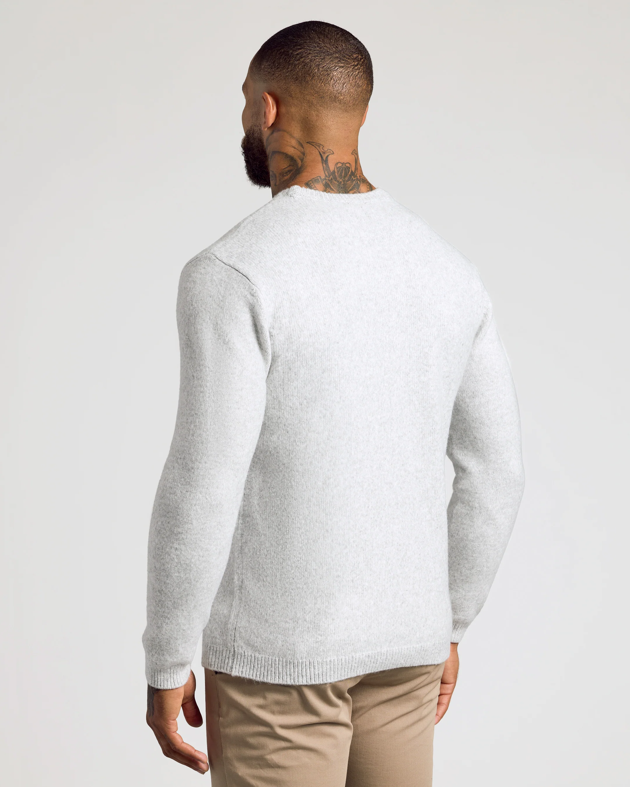 Light Heather Gray Marled Crew Neck Sweater - Image 3