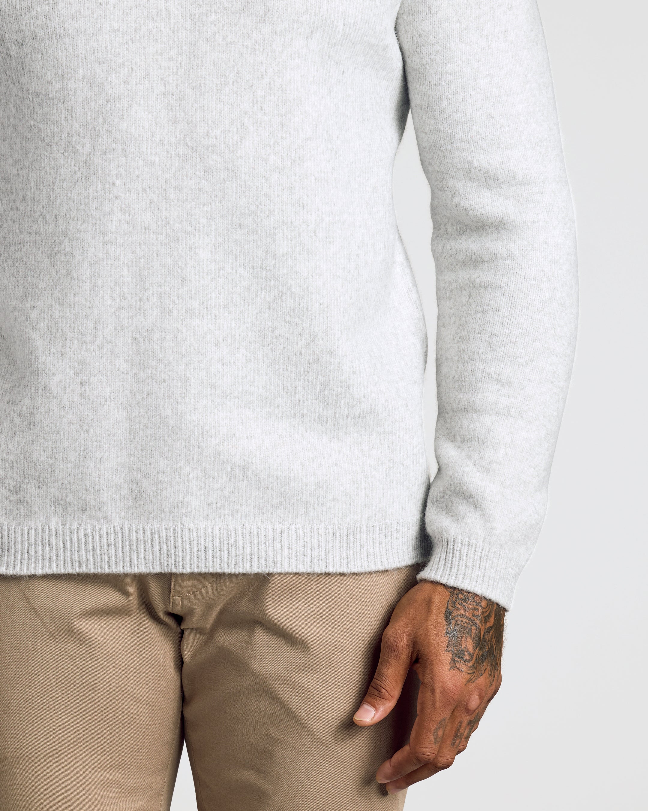 Light Heather Gray Marled Crew Neck Sweater - Image 4