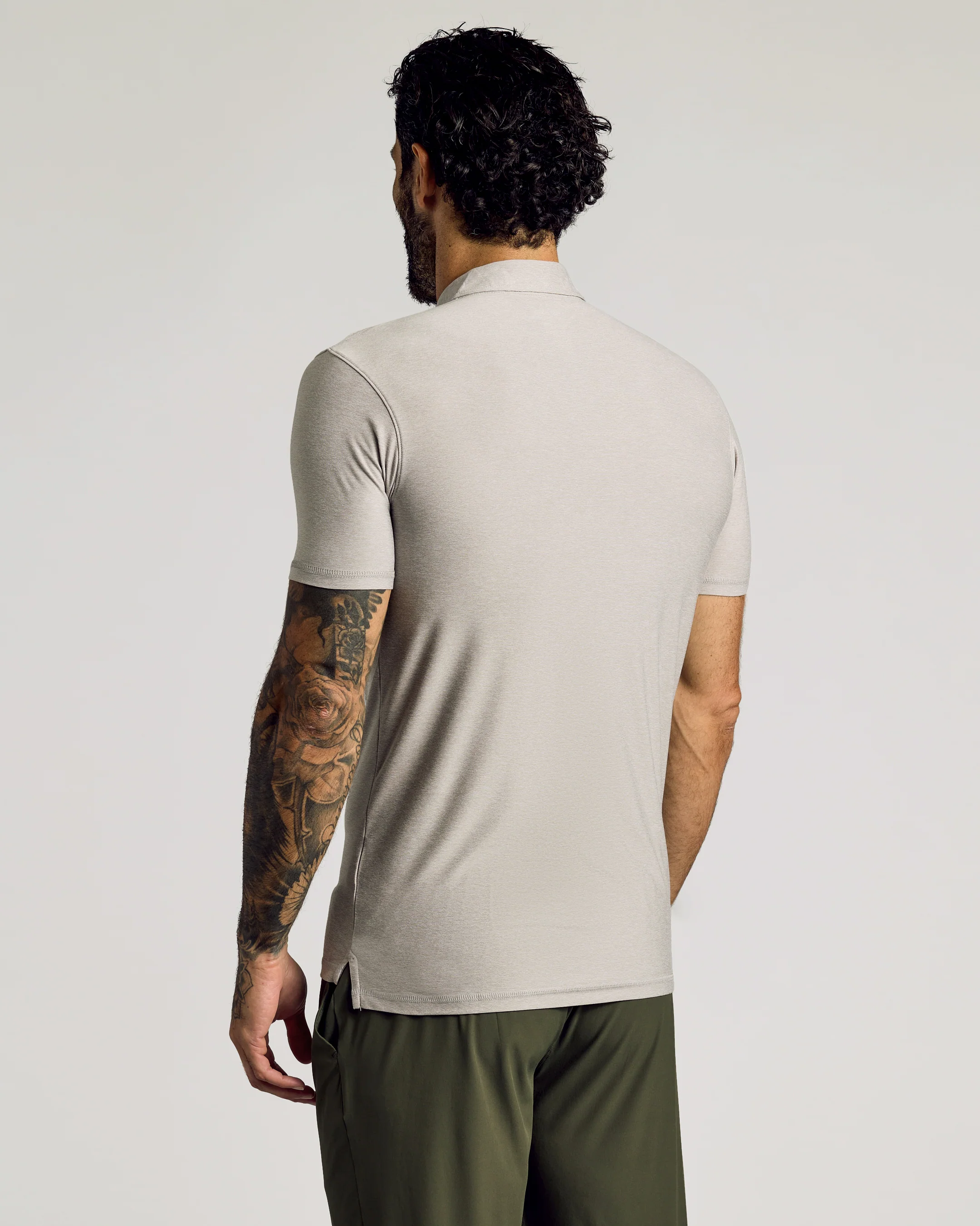 Light Heather Gray Short Sleeve Tall Active Polo - Image 3