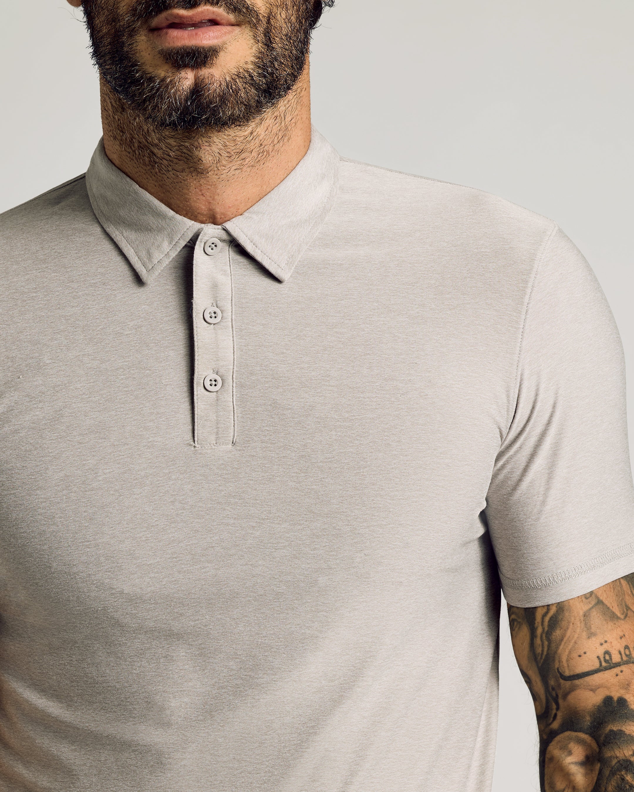 Light Heather Gray Short Sleeve Tall Active Polo - Image 4
