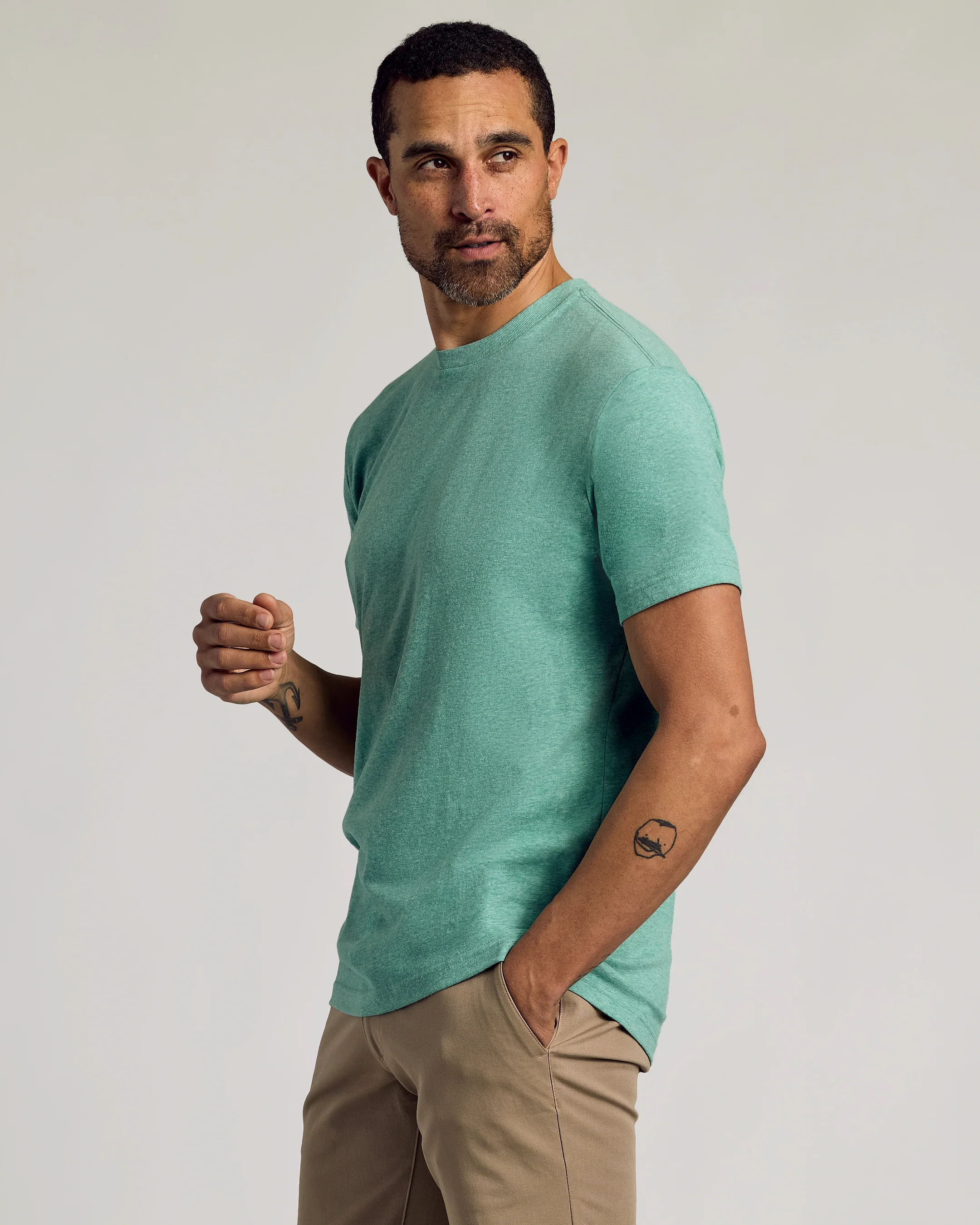 Light Heather Greenery Classic Crew Neck - Image 4