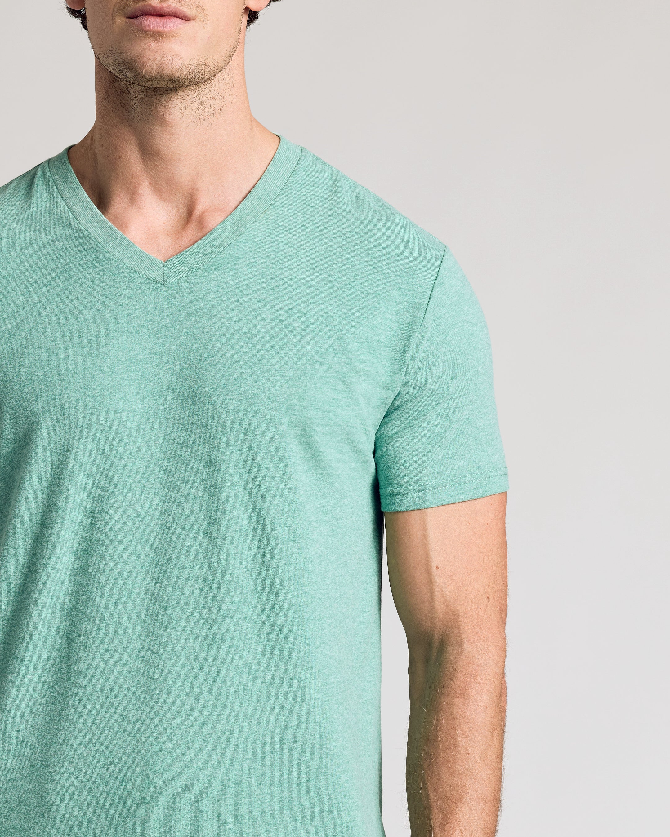Light Heather Greenery Classic V-Neck - Image 5