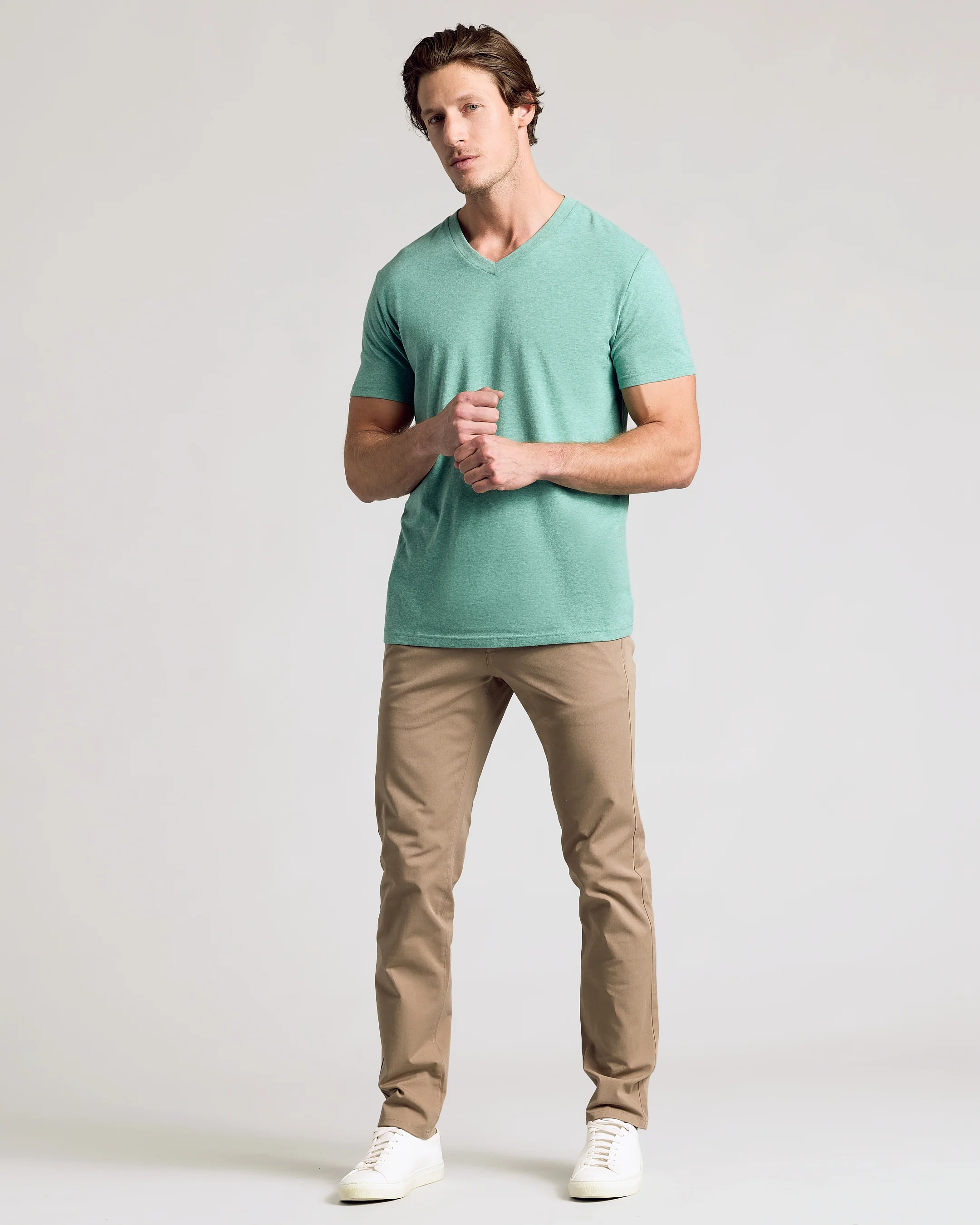 Light Heather Greenery Classic V-Neck - Image 7