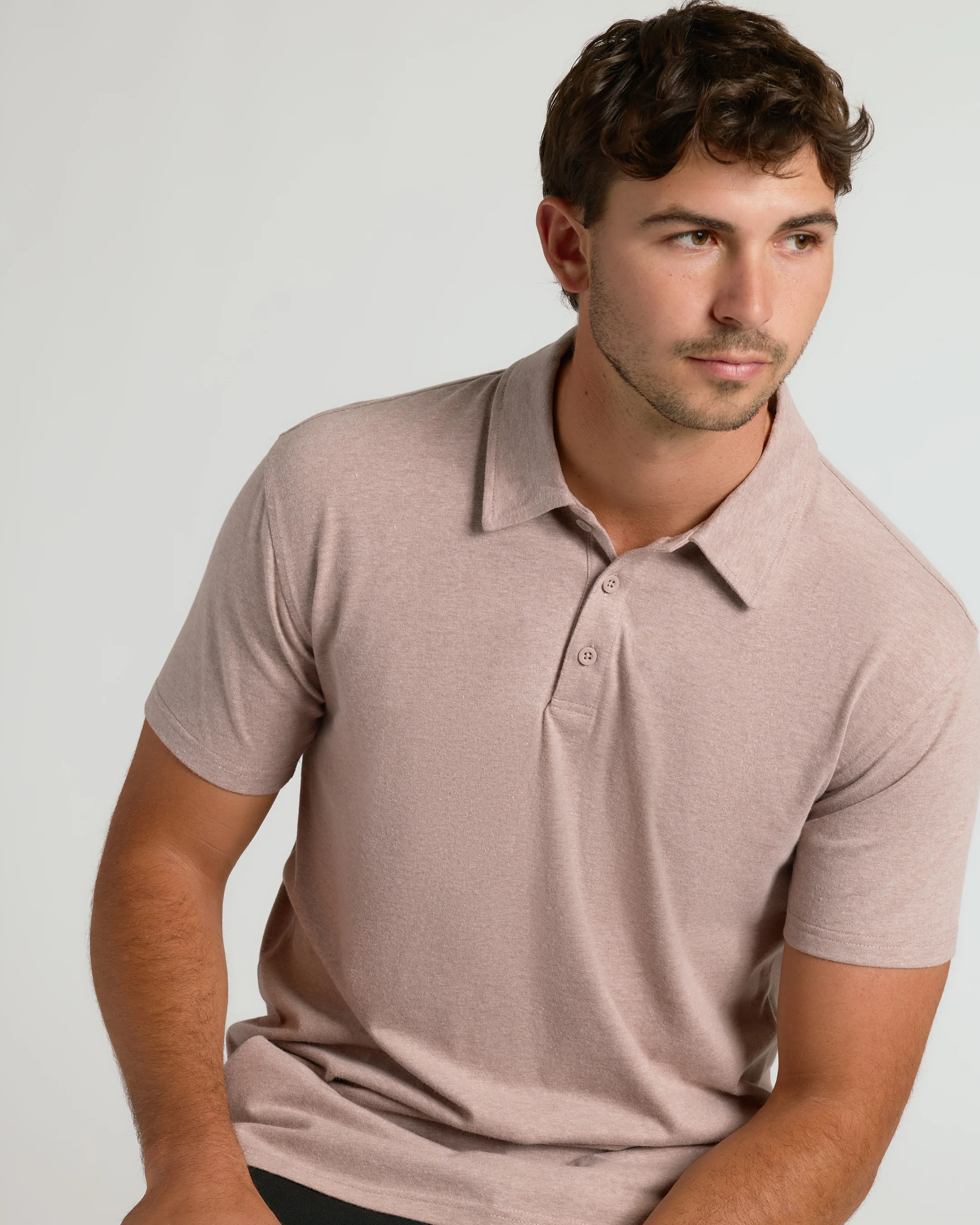 Light Heather Slate Mauve Short Sleeve Tall Polo - Image 4