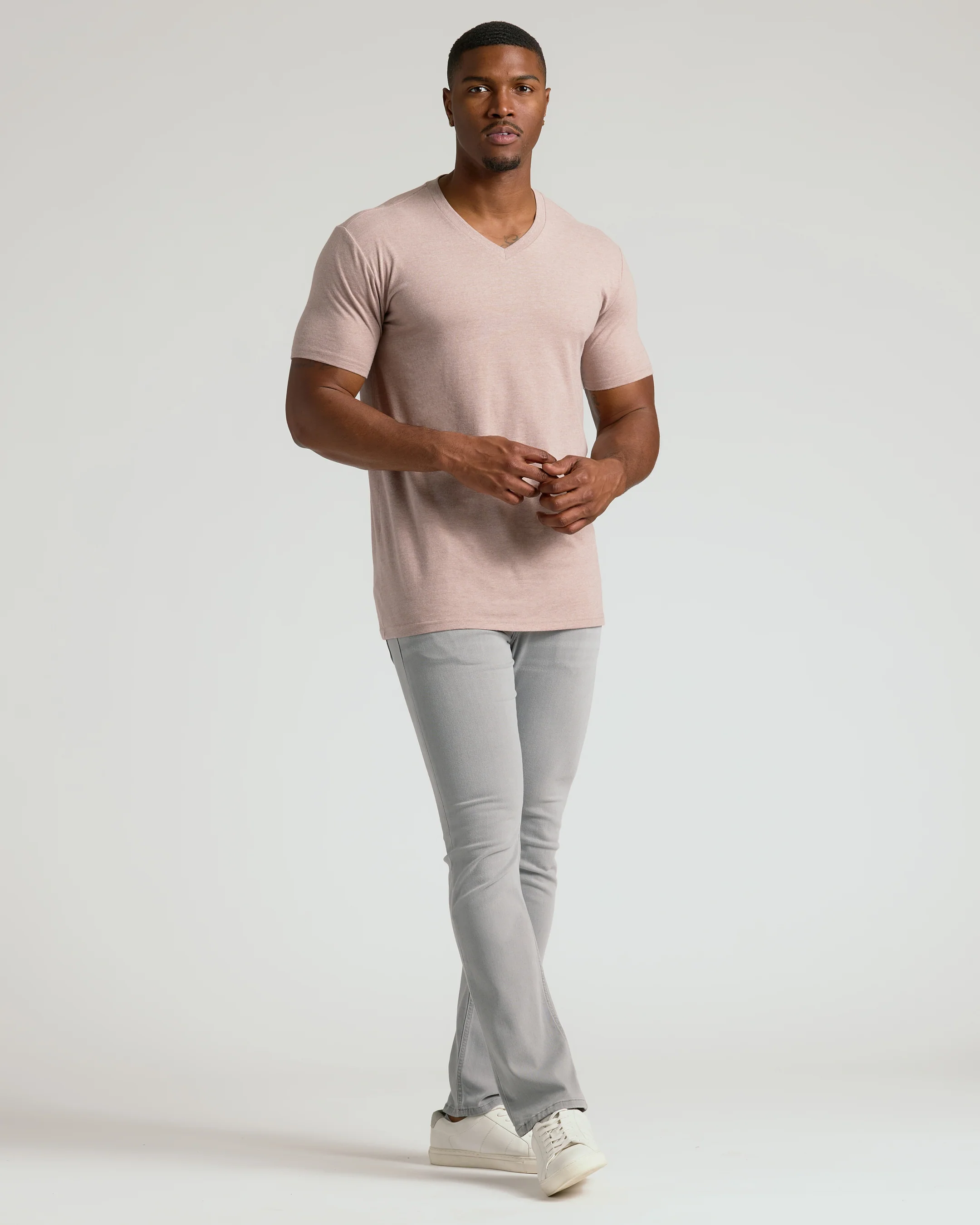 Light Heather Slate Mauve Tall Classic V-Neck - Image 7