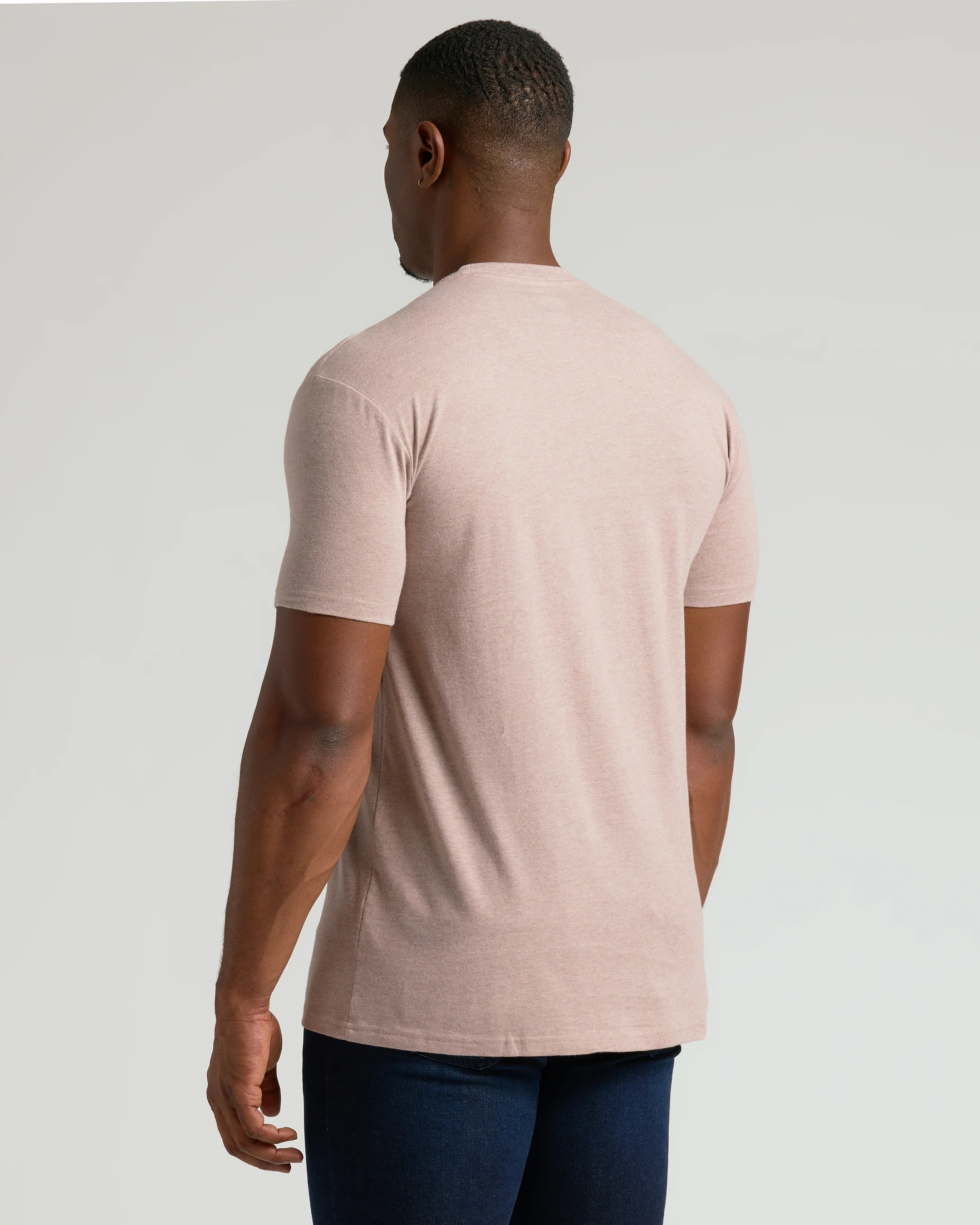 Light Heather Slate Mauve Tall Straight Hem Crew Neck T-Shirt - Image 3