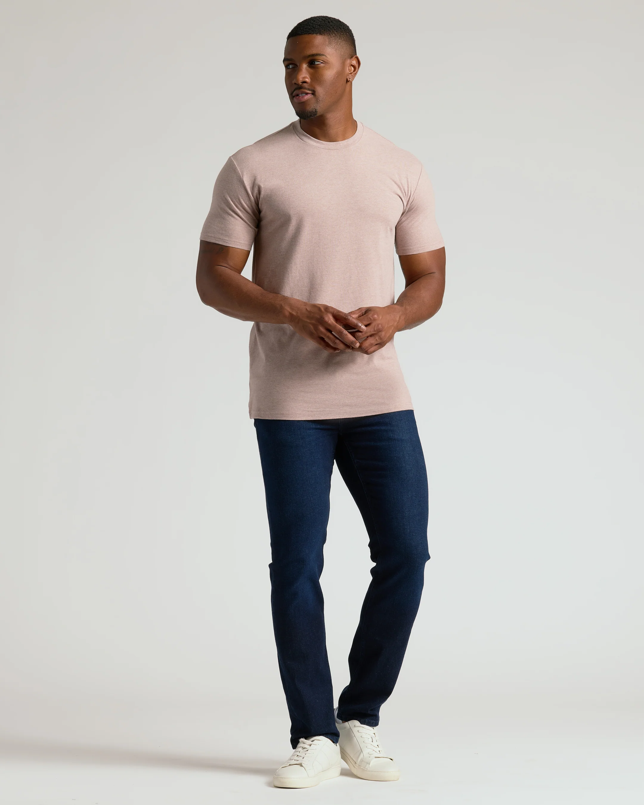 Light Heather Slate Mauve Tall Straight Hem Crew Neck T-Shirt - Image 6