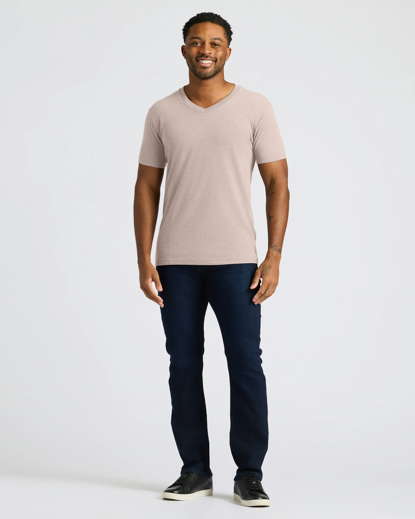 Light Heather Slate Mauve Classic V-Neck - Image 3