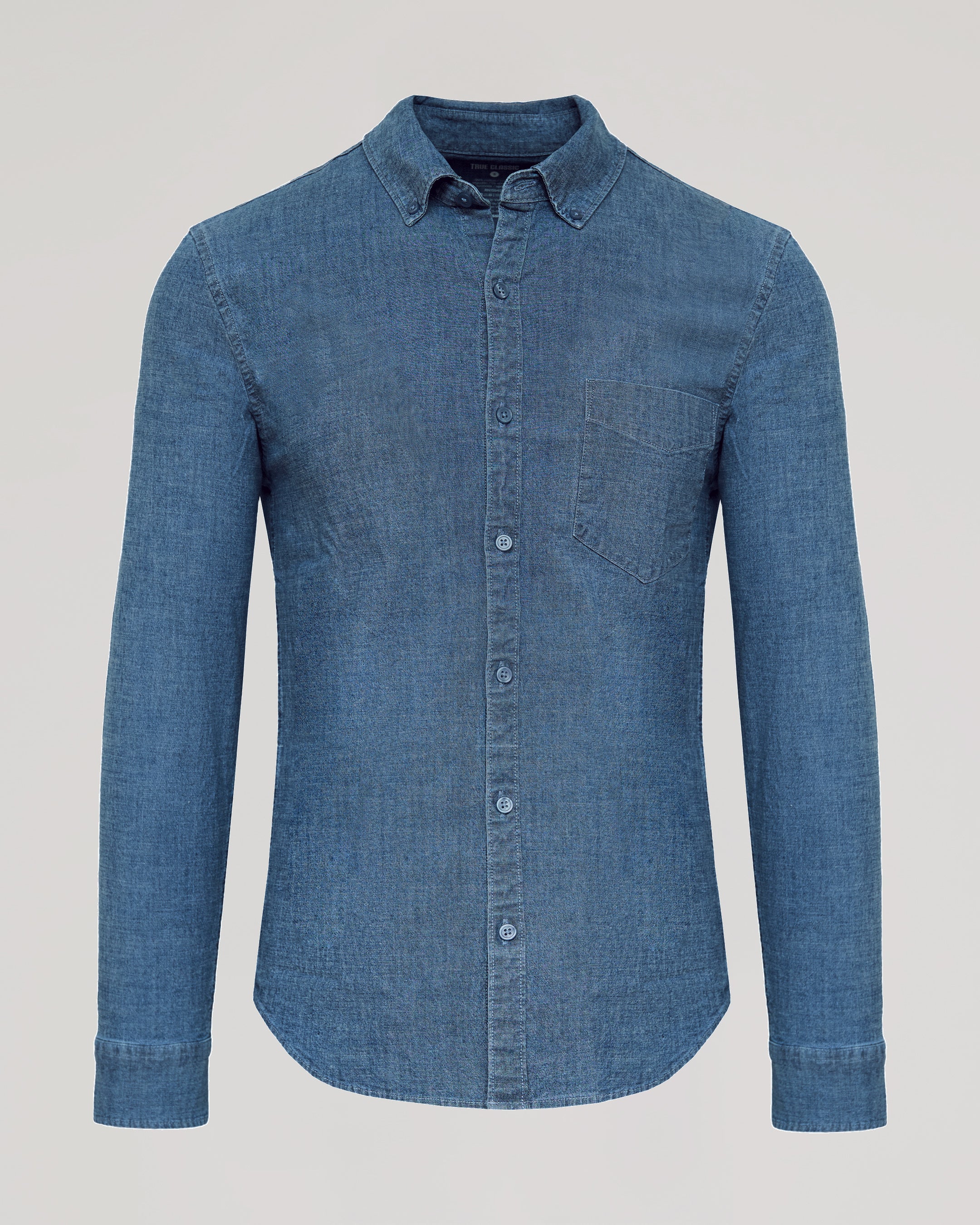 Light Indigo Wash Long Sleeve Chambray Shirt - Image 2
