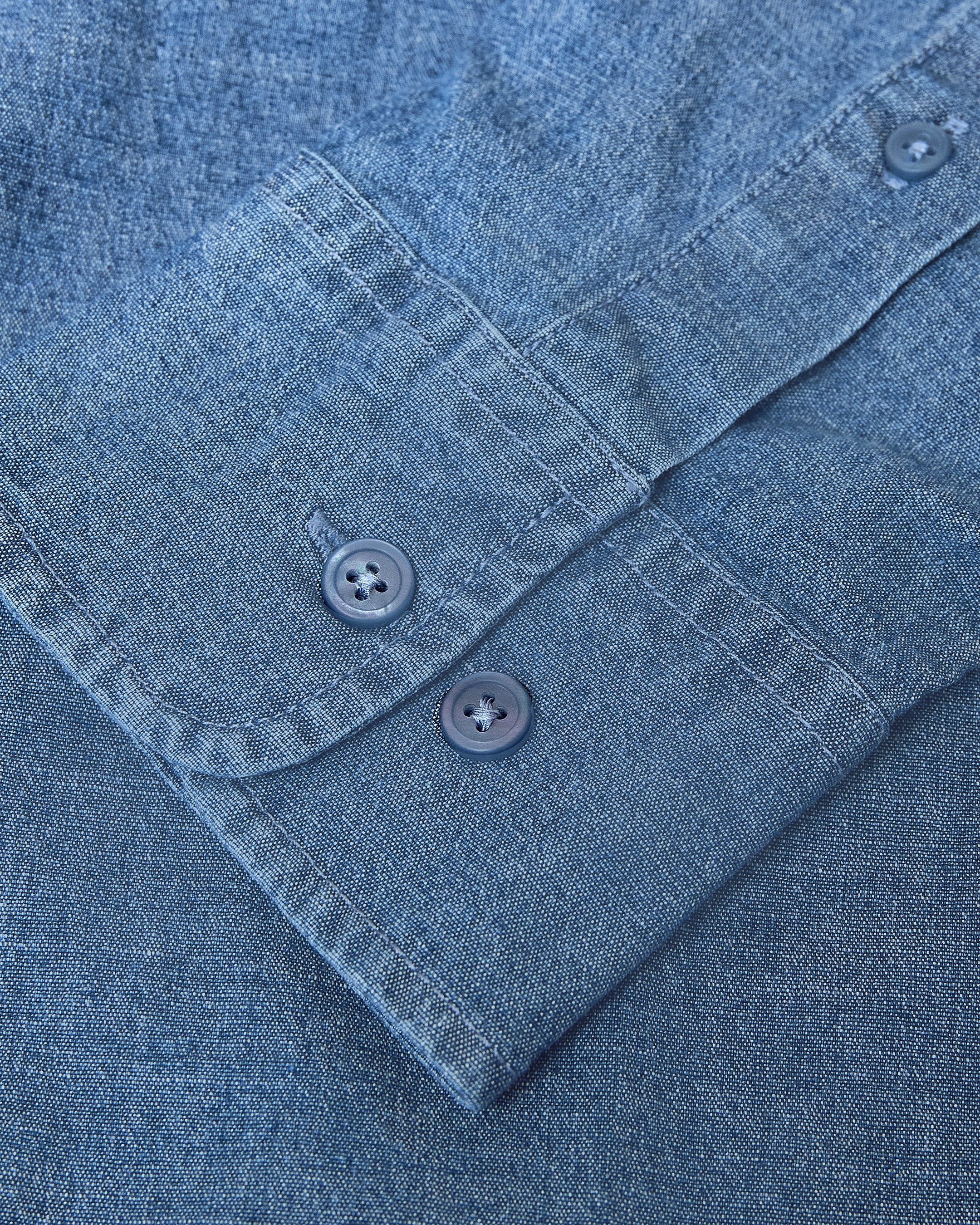 Light Indigo Wash Long Sleeve Chambray Shirt - Image 7