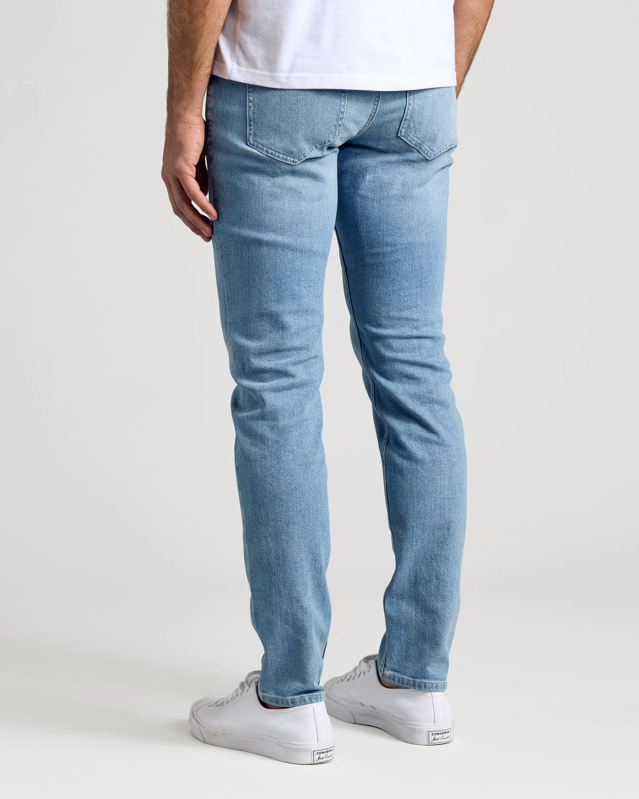 Light Indigo Wash Slim Authentic Denim Jeans - Image 5