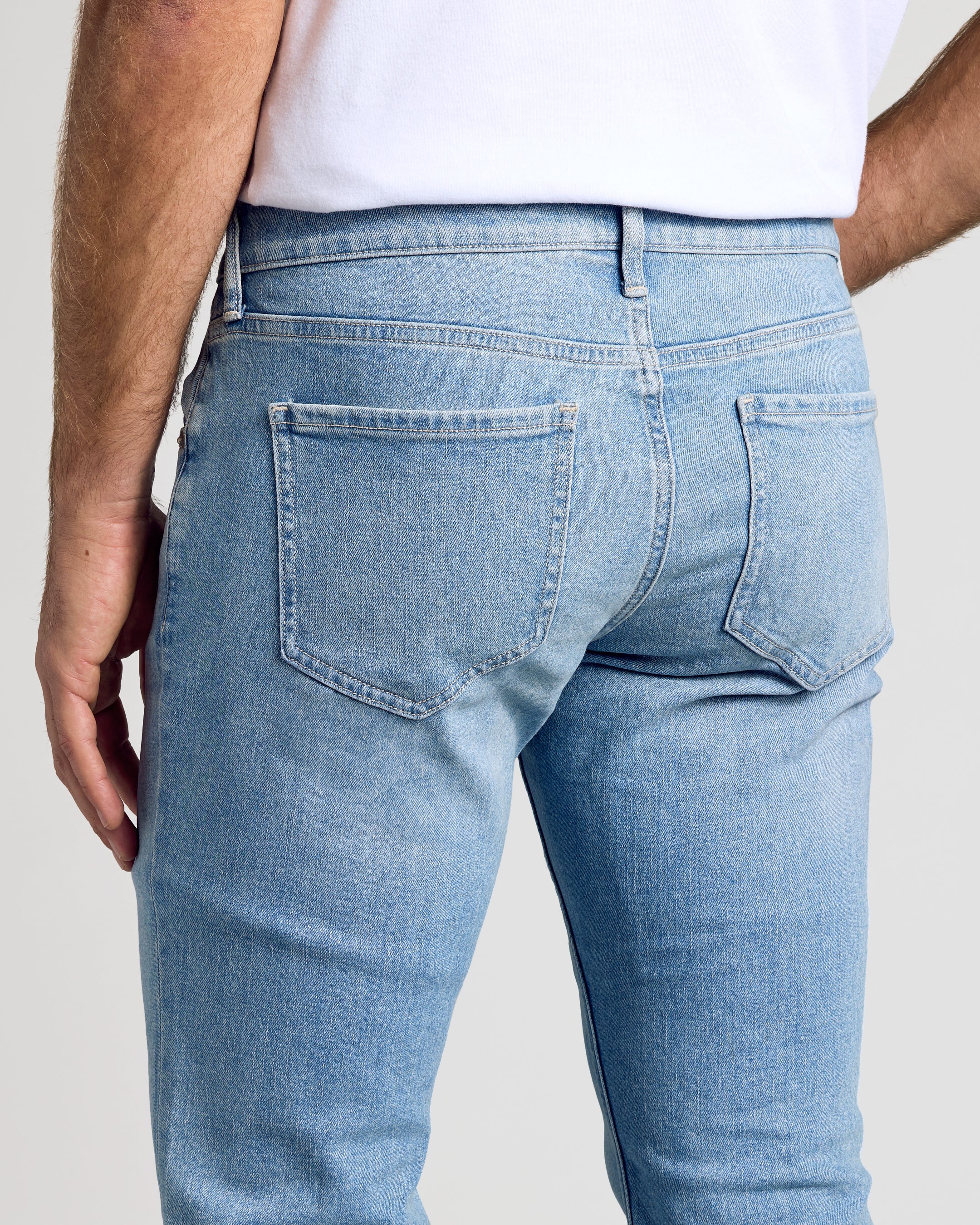Light Indigo Wash Slim Authentic Denim Jeans - Image 6